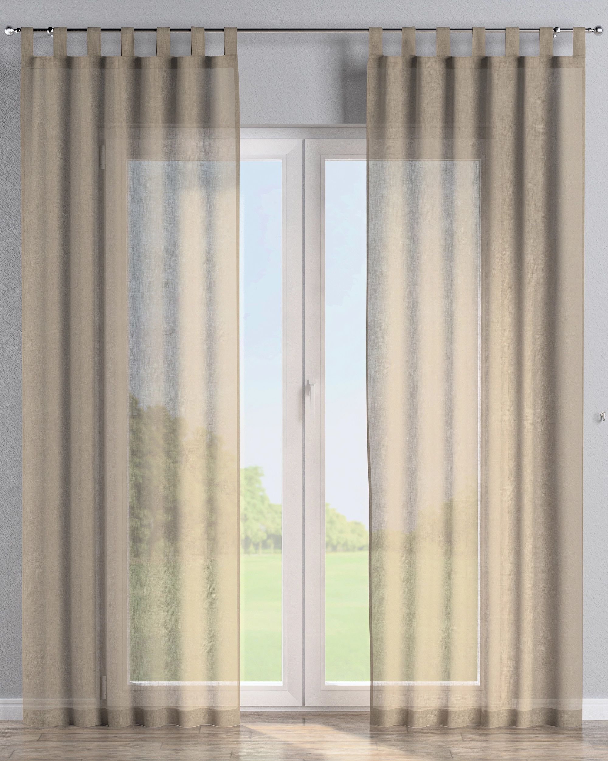 Tab top curtain colour beige fabric structured