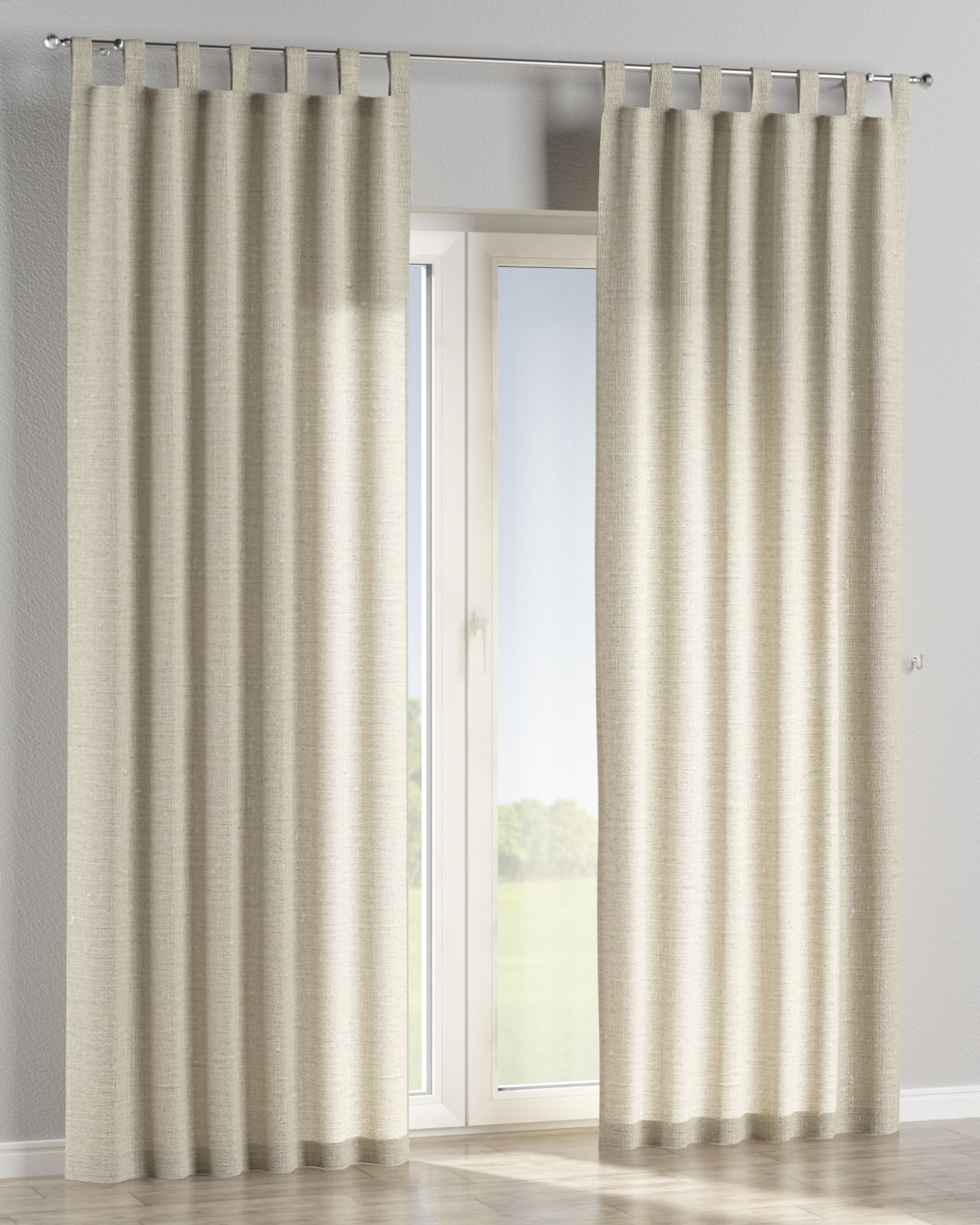 Tab top curtain colour beige fabric semi-sheer, structured