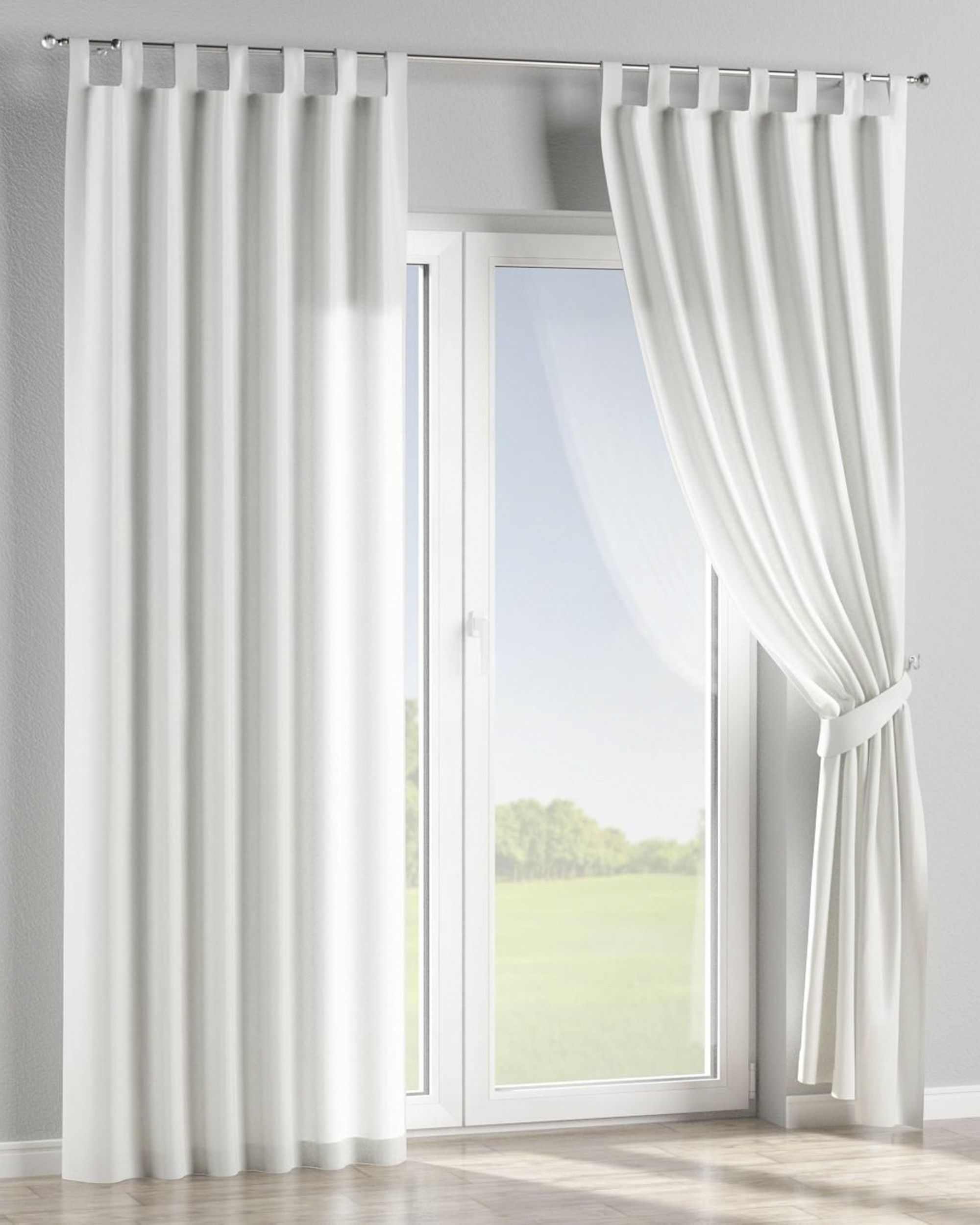 Tab top curtain colour black fabric patterned