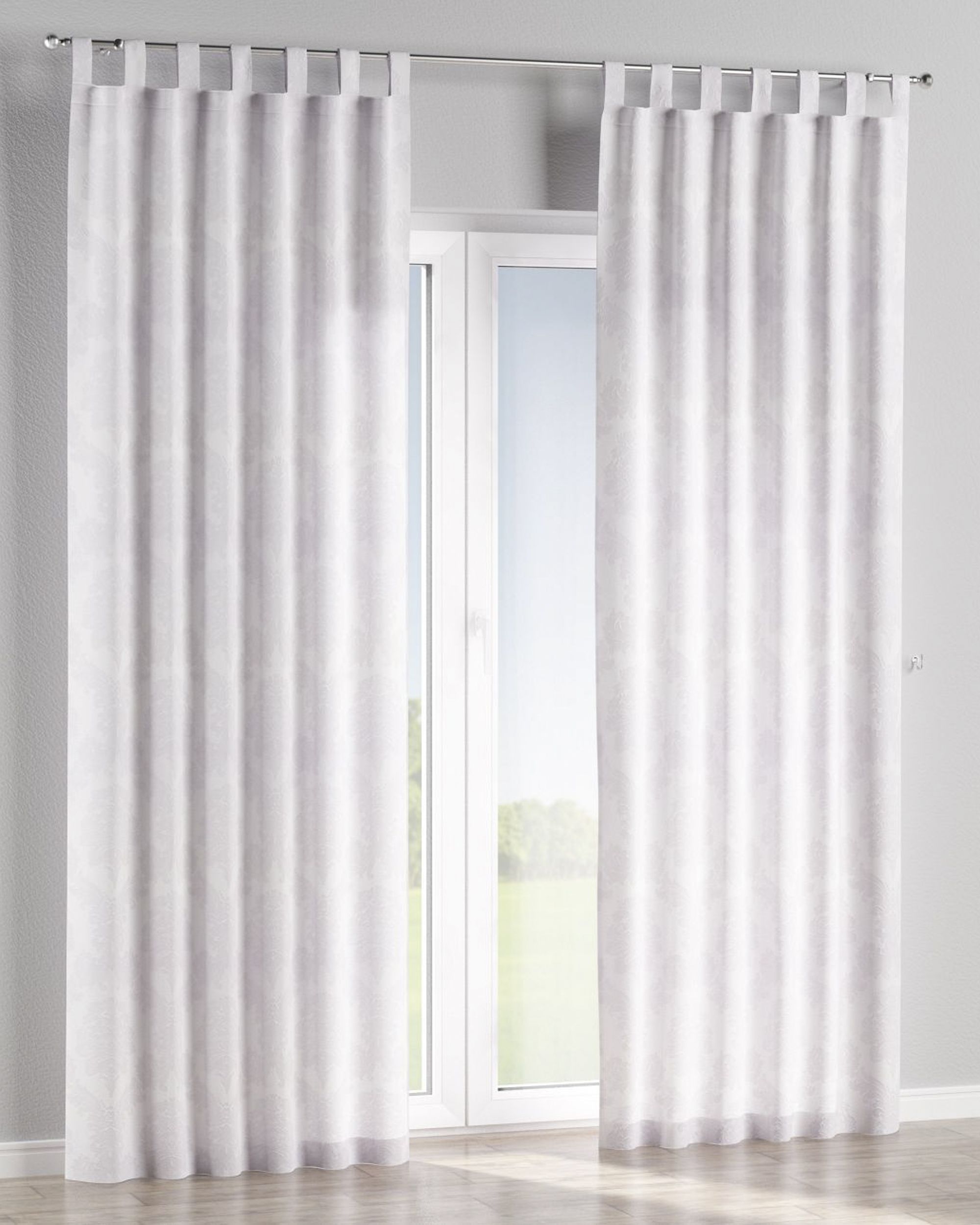Tab top curtain colour white fabric gloss, structured, patterned