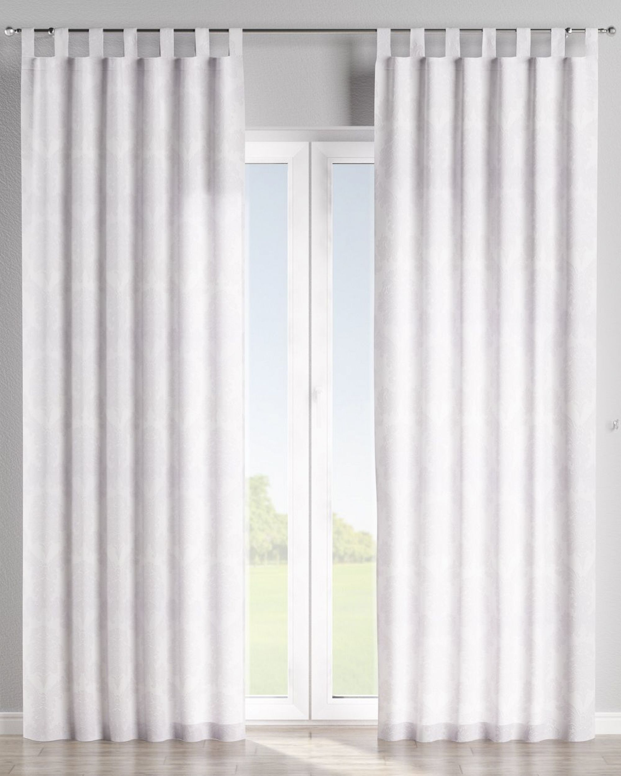 Tab top curtain colour white fabric gloss, structured, patterned (hover)