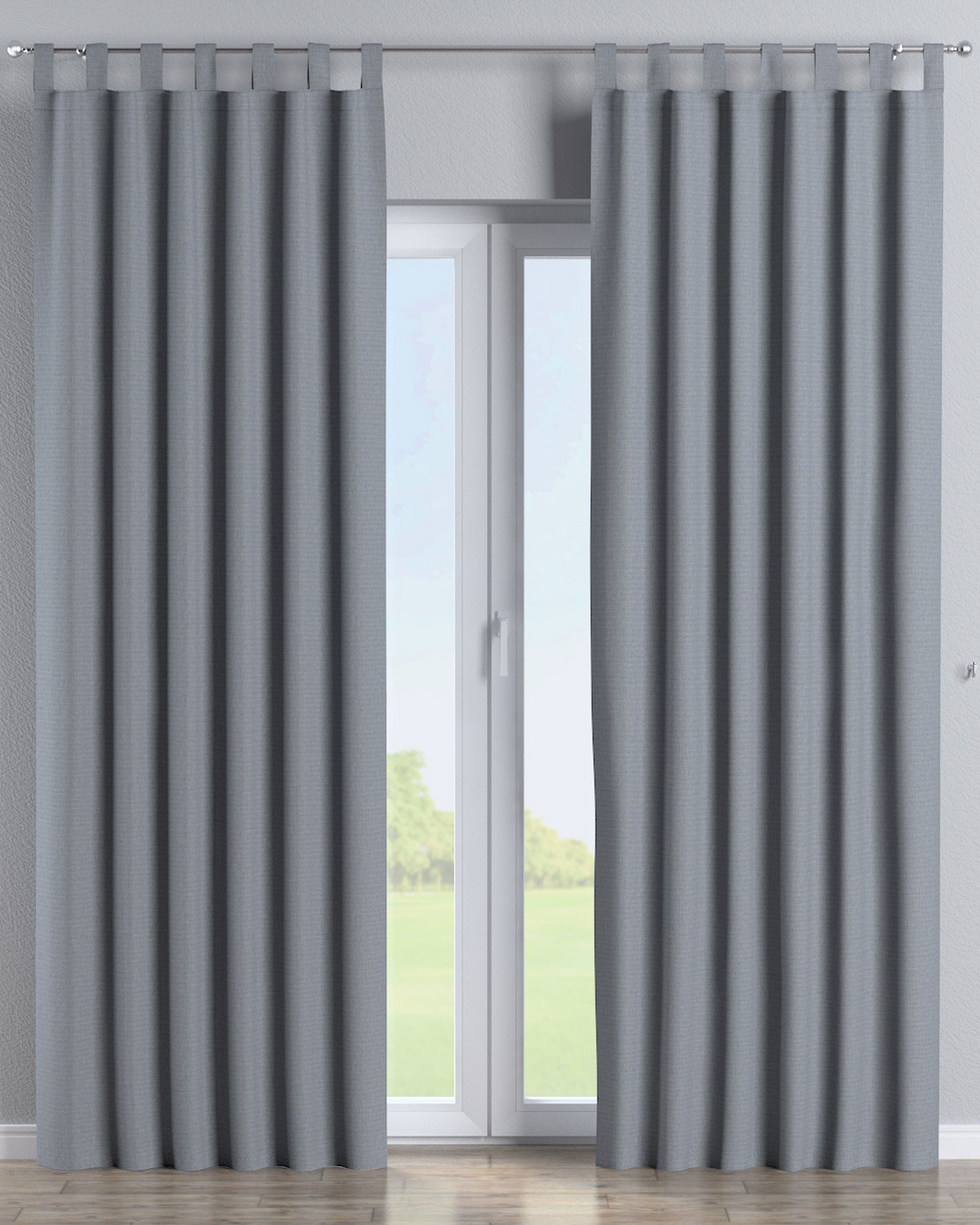 Tab top curtain colour black fabric outdoor, structured