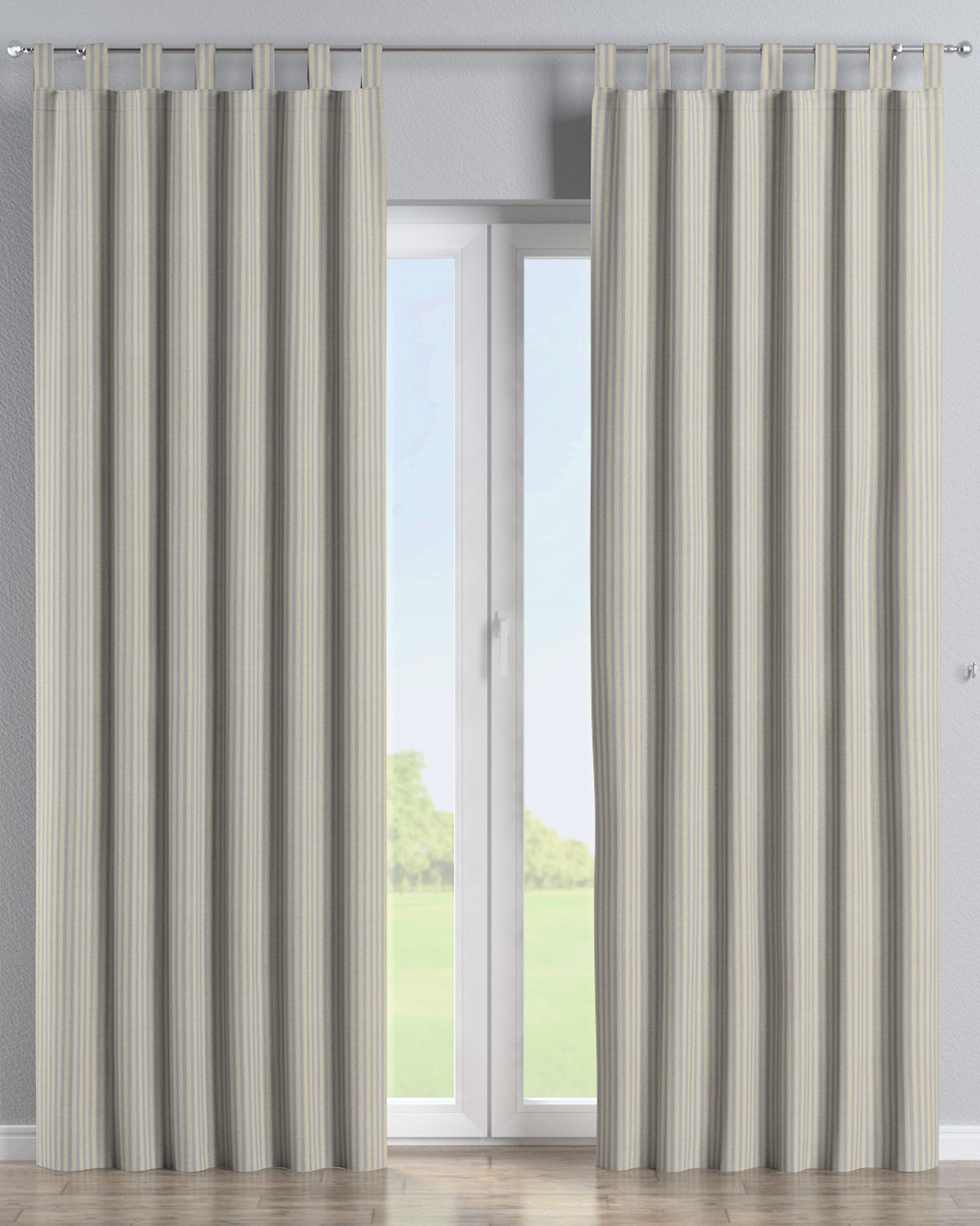 Tab top curtain colour beige fabric outdoor, structured, patterned