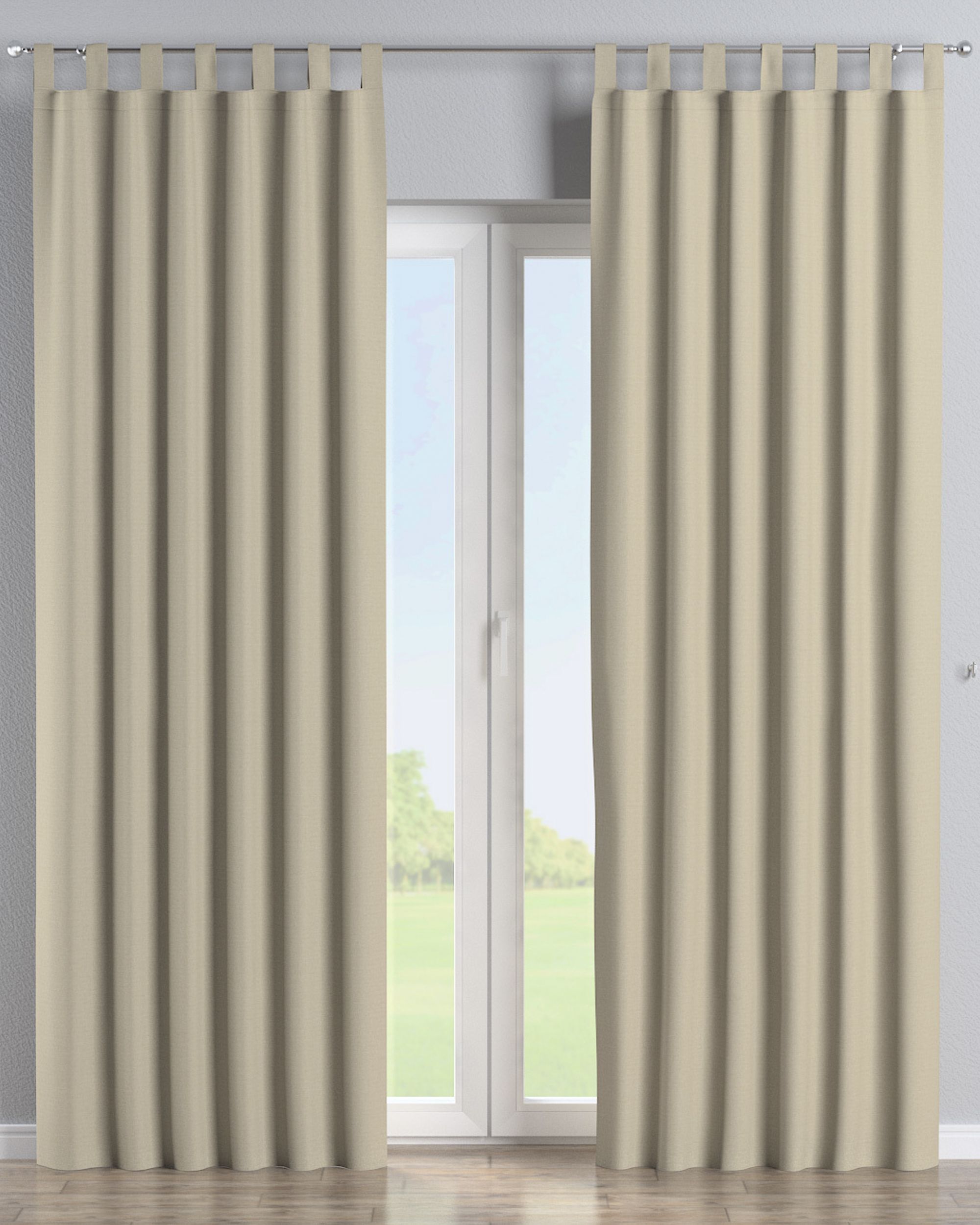 Tab top curtain colour beige fabric outdoor, structured