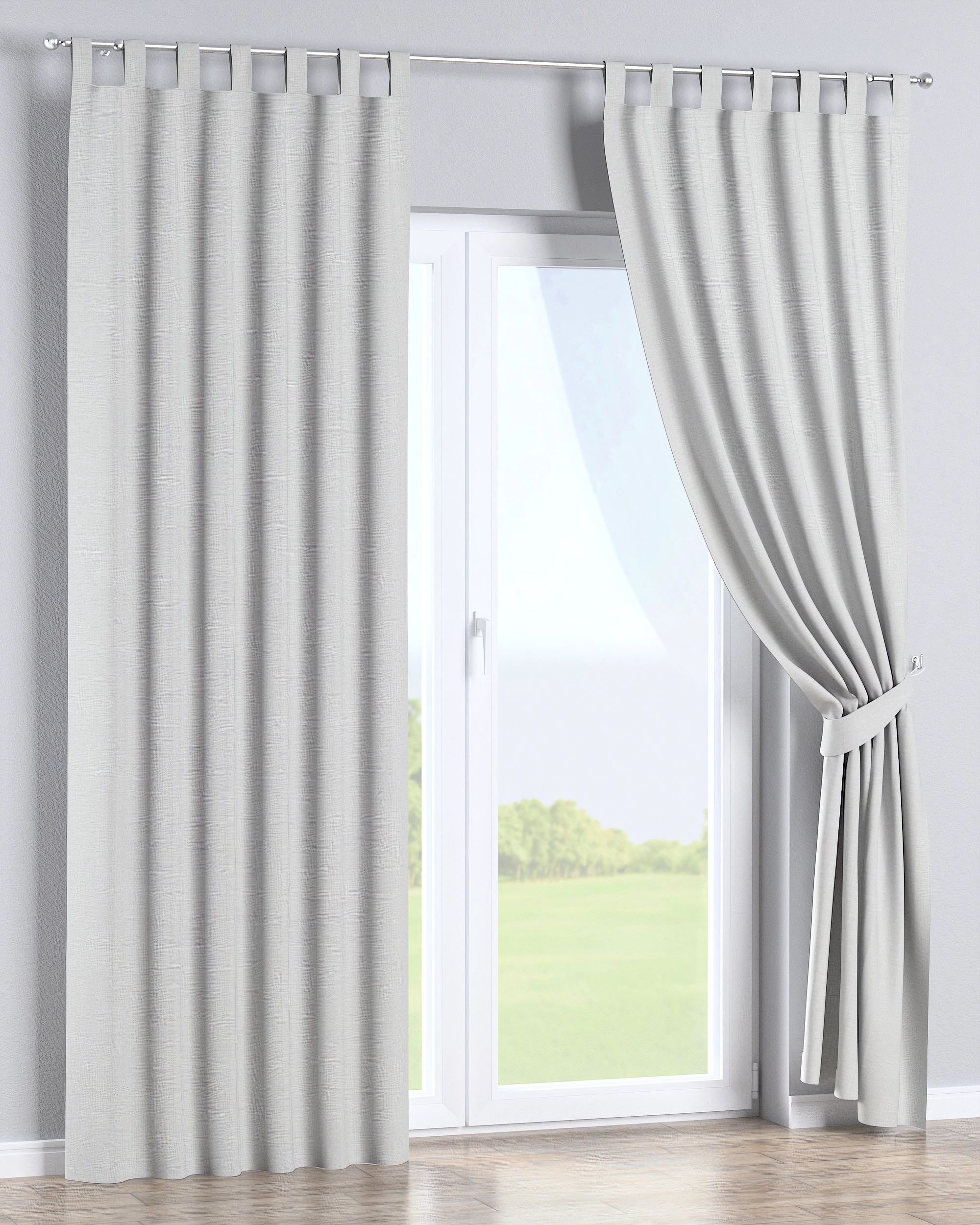 Tab top curtain colour grey fabric outdoor, structured (hover)