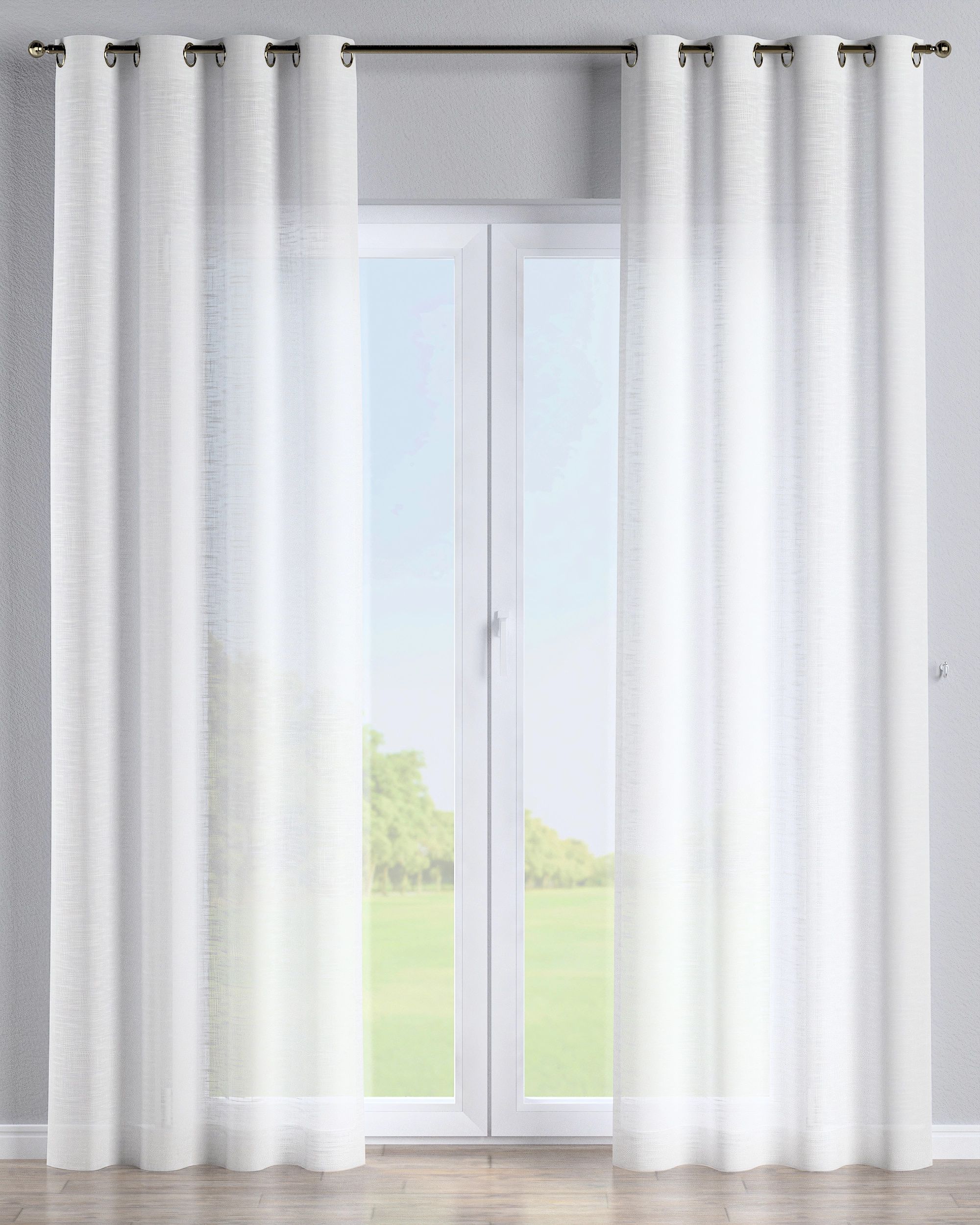 Eyelet curtain colour cream fabric semi-sheer, structured