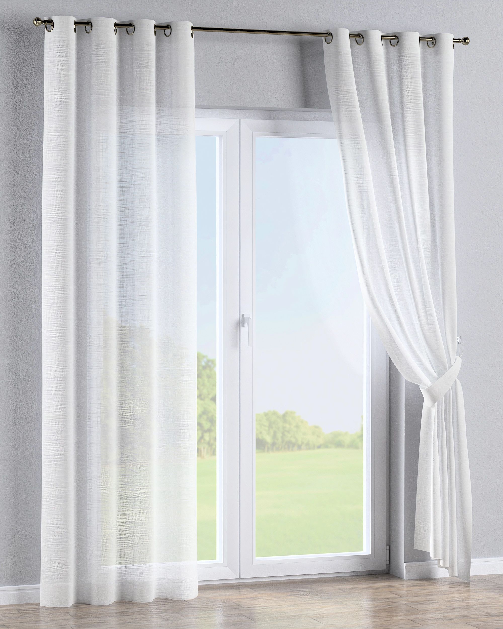 Eyelet curtain colour cream fabric semi-sheer, structured (hover)