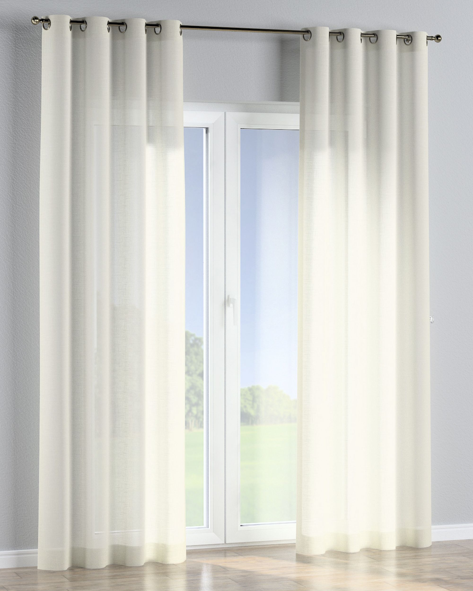 Eyelet curtain colour cream fabric semi-sheer, structured