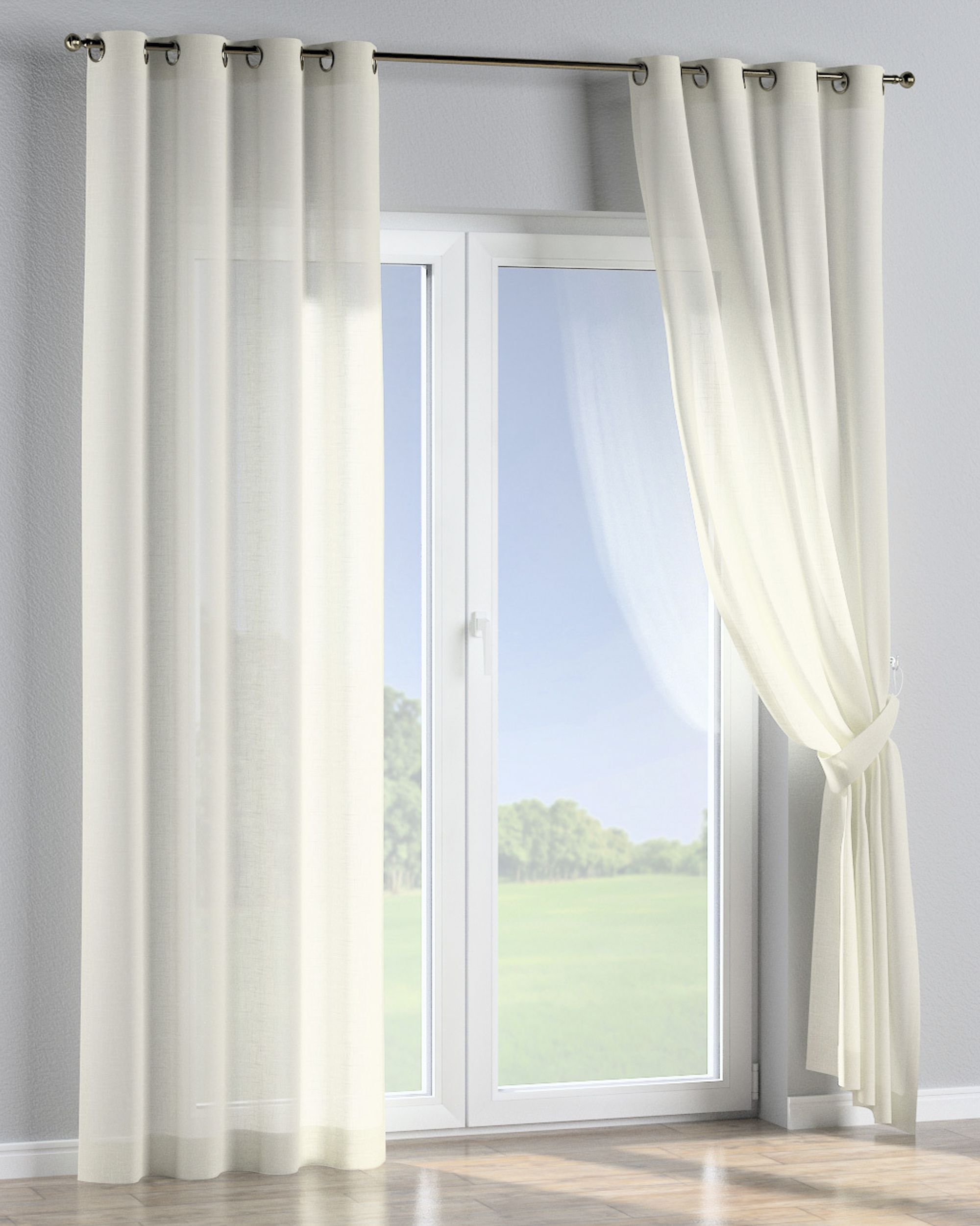Eyelet curtain colour cream fabric semi-sheer, structured (hover)