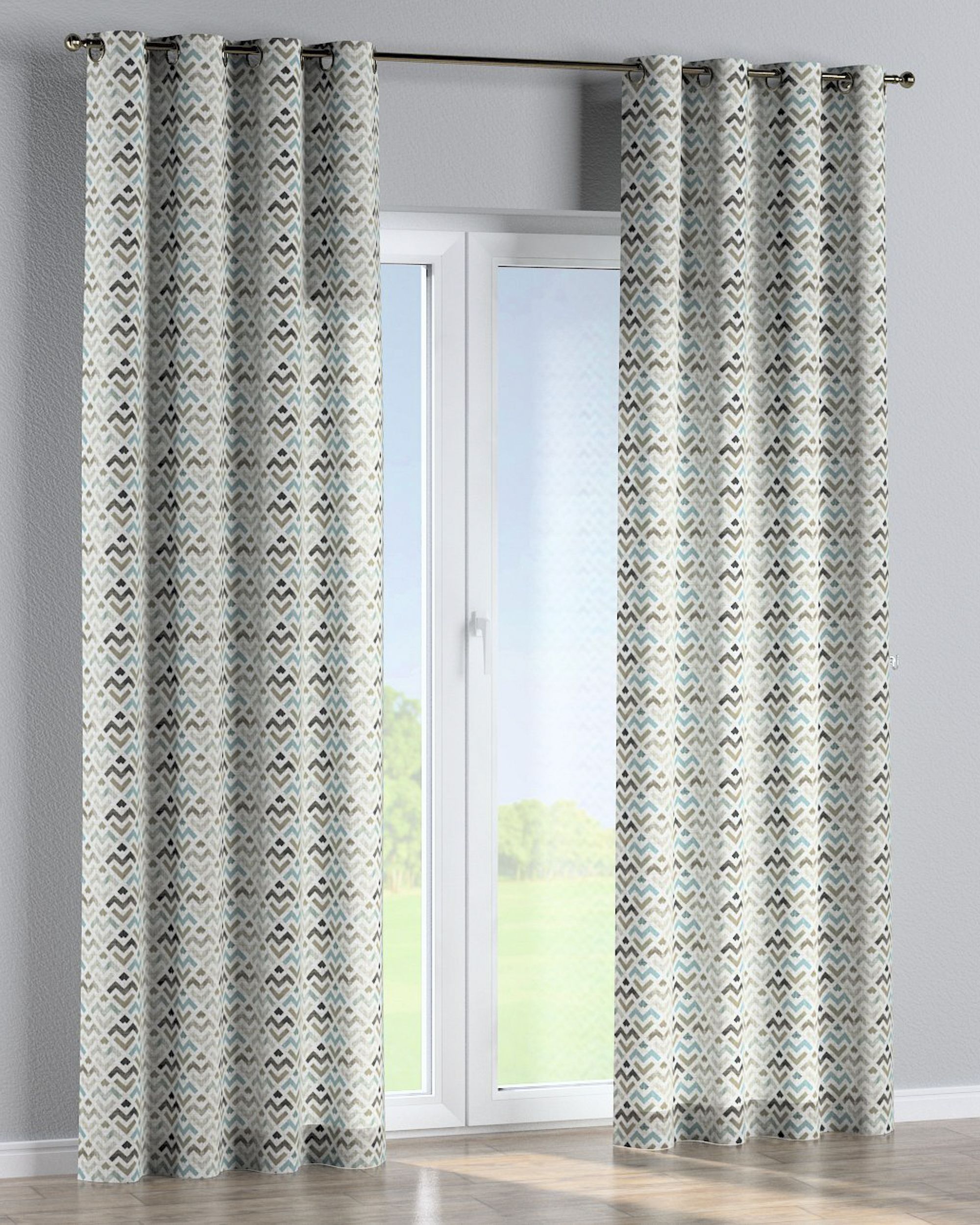 Eyelet curtain colour brown fabric patterned