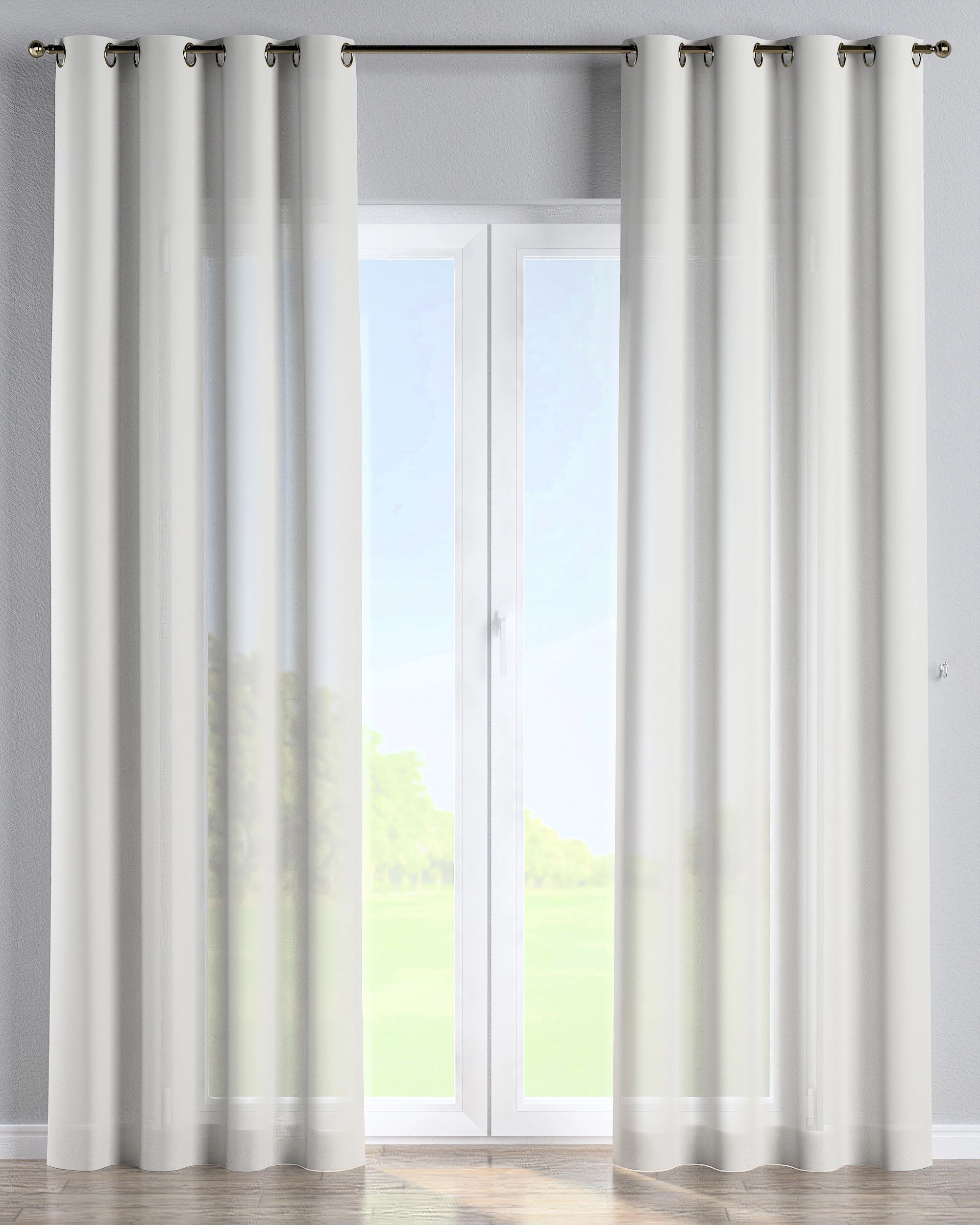 Eyelet curtain colour cream fabric semi-sheer, structured