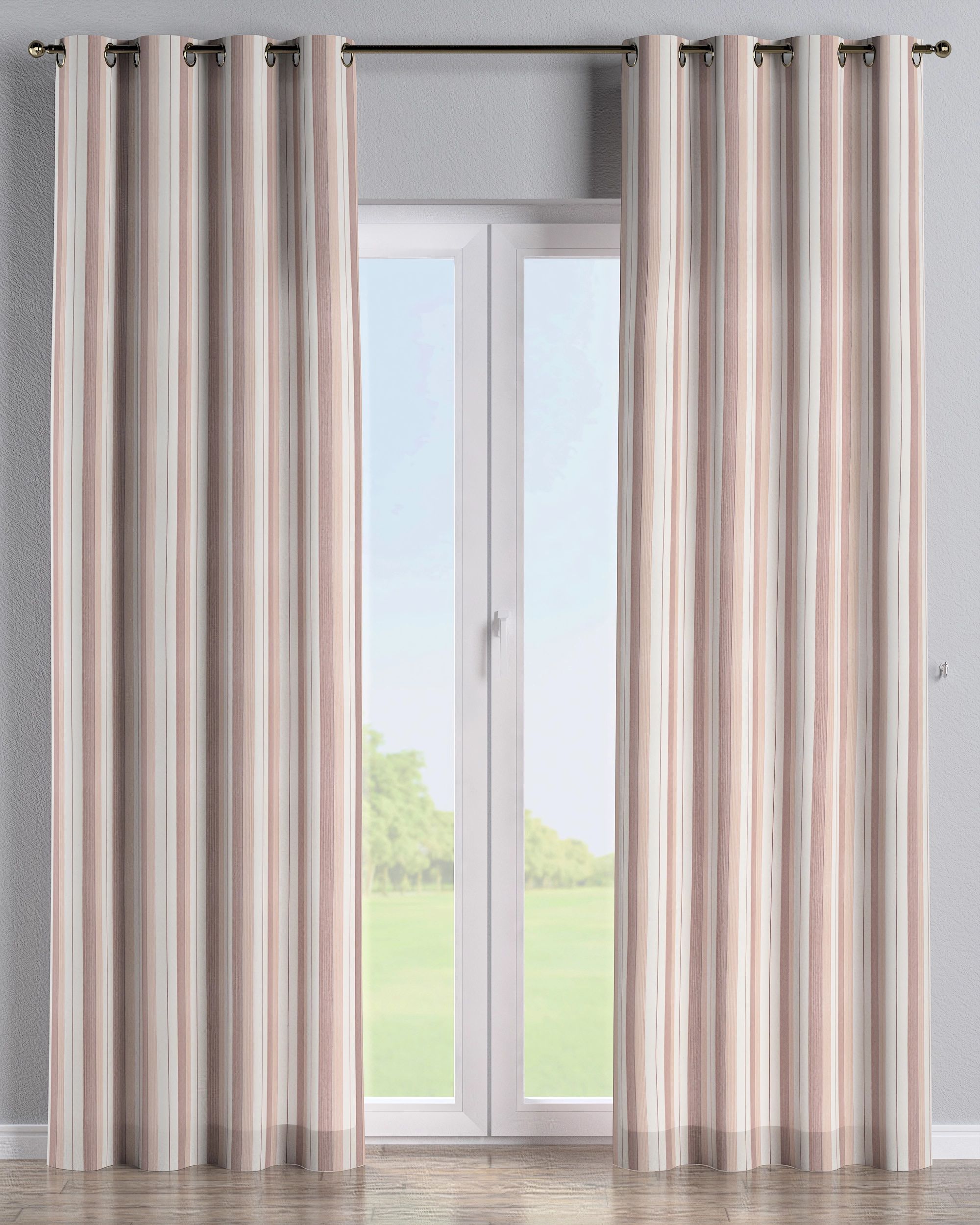Eyelet curtain colour red fabric structured, patterned