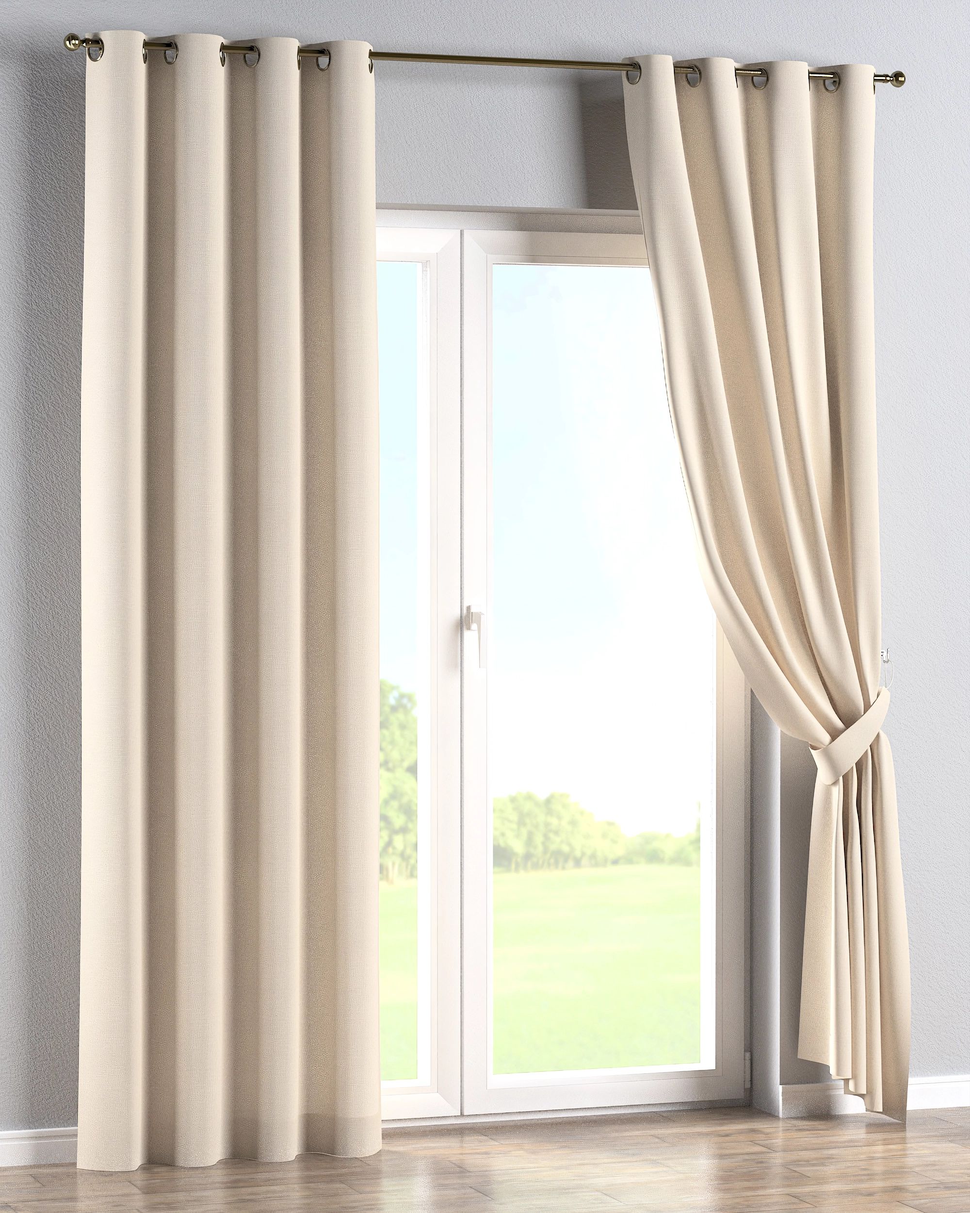 Eyelet curtain colour beige fabric structured (hover)