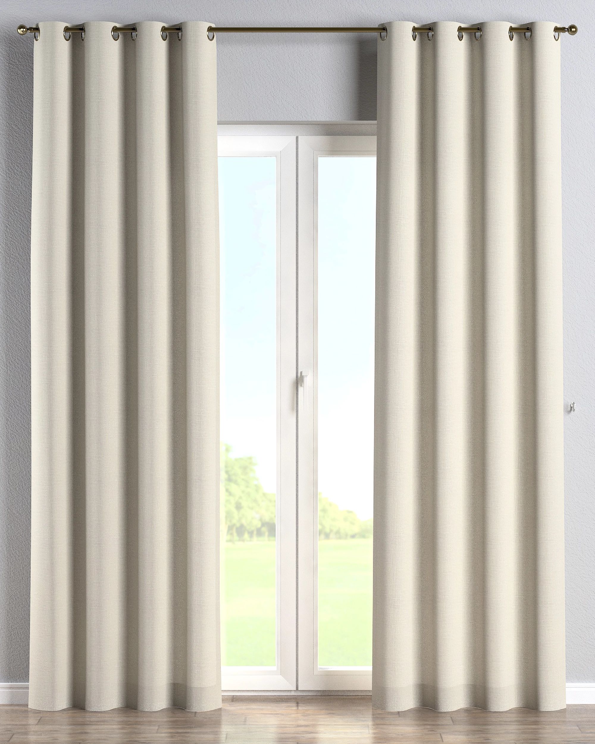 Eyelet curtain colour grey fabric structured