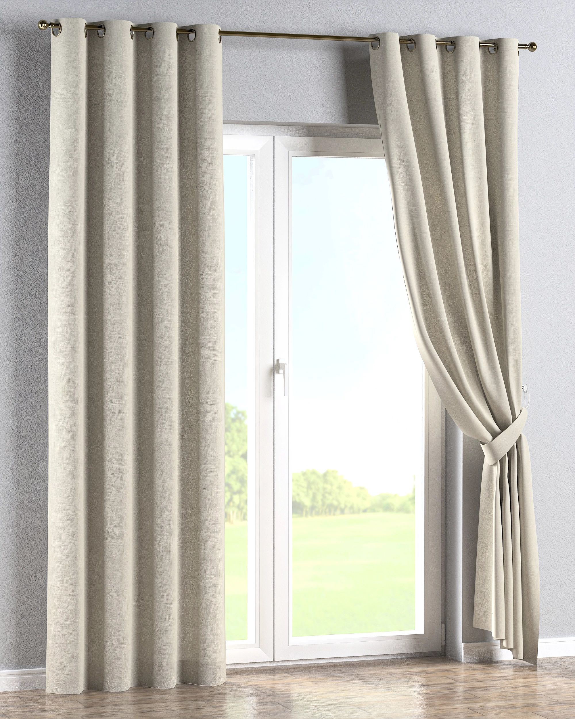 Eyelet curtain colour grey fabric structured (hover)