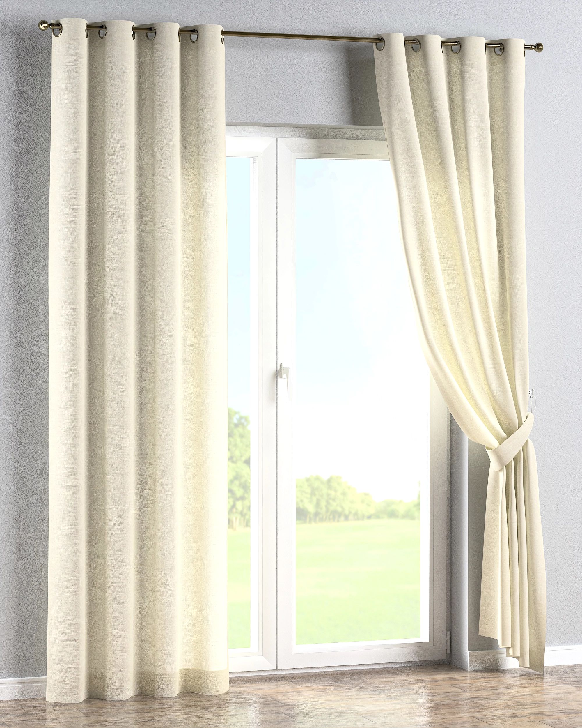 Eyelet curtain colour cream fabric structured (hover)
