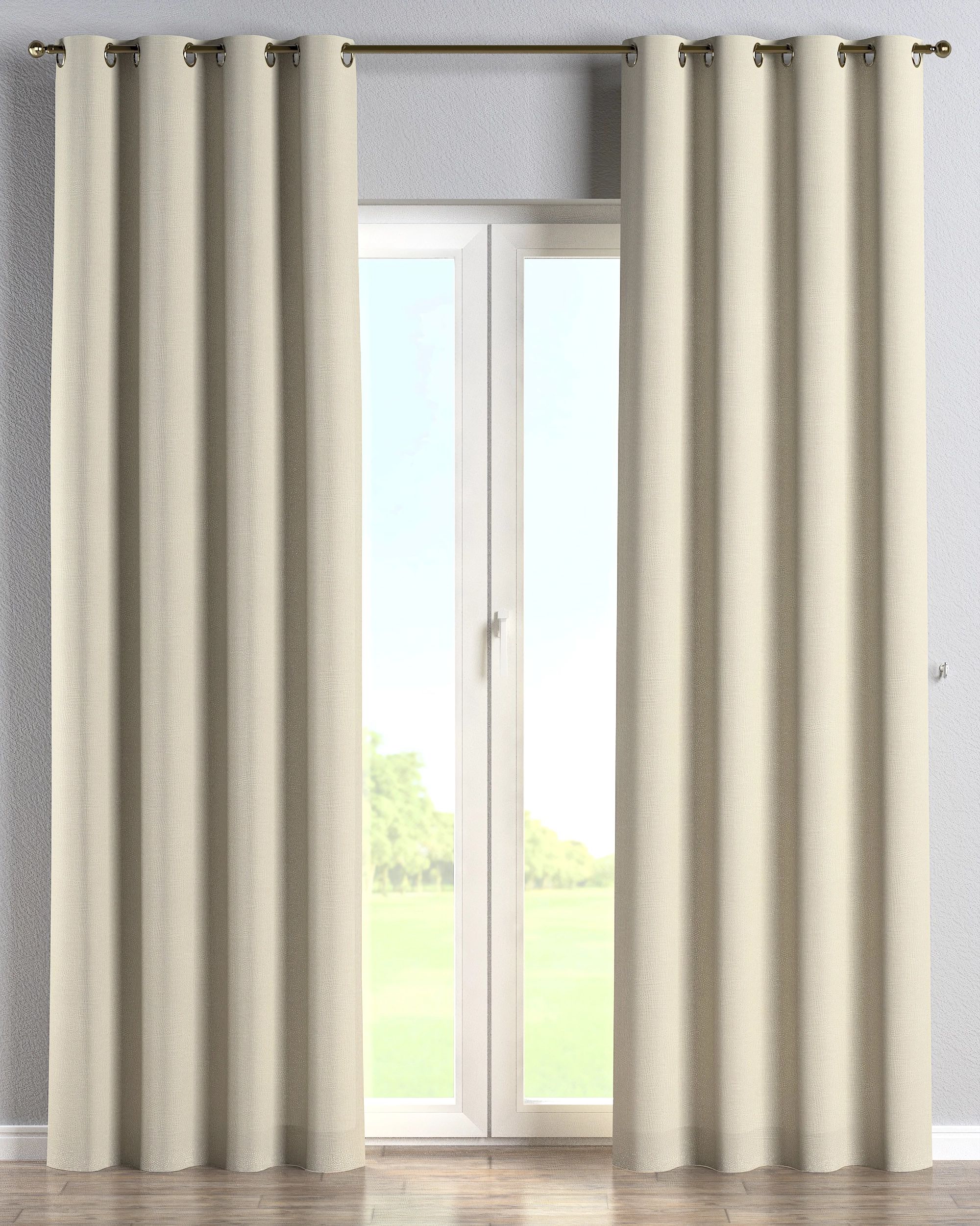 Eyelet curtain colour grey fabric structured