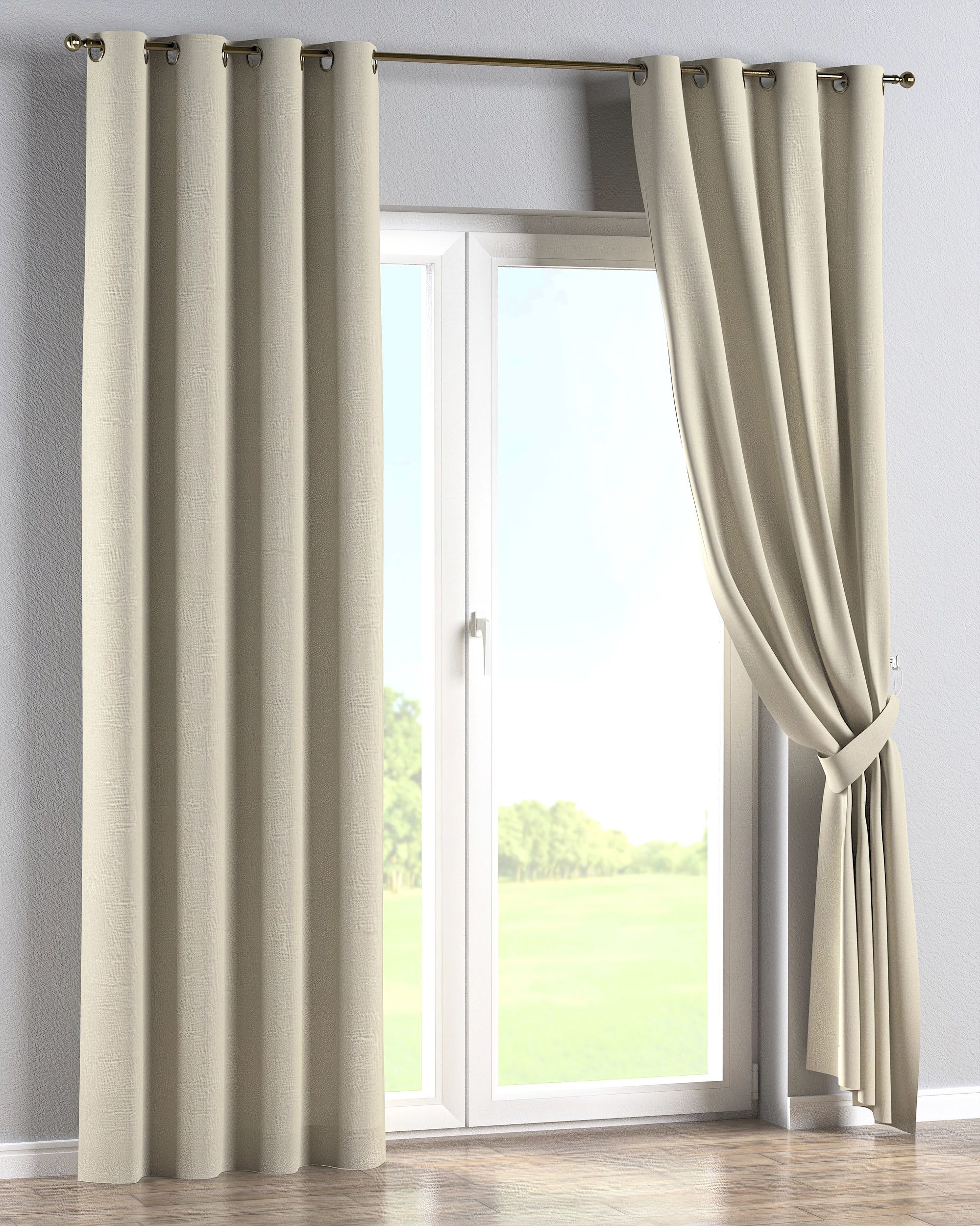 Eyelet curtain colour grey fabric structured (hover)