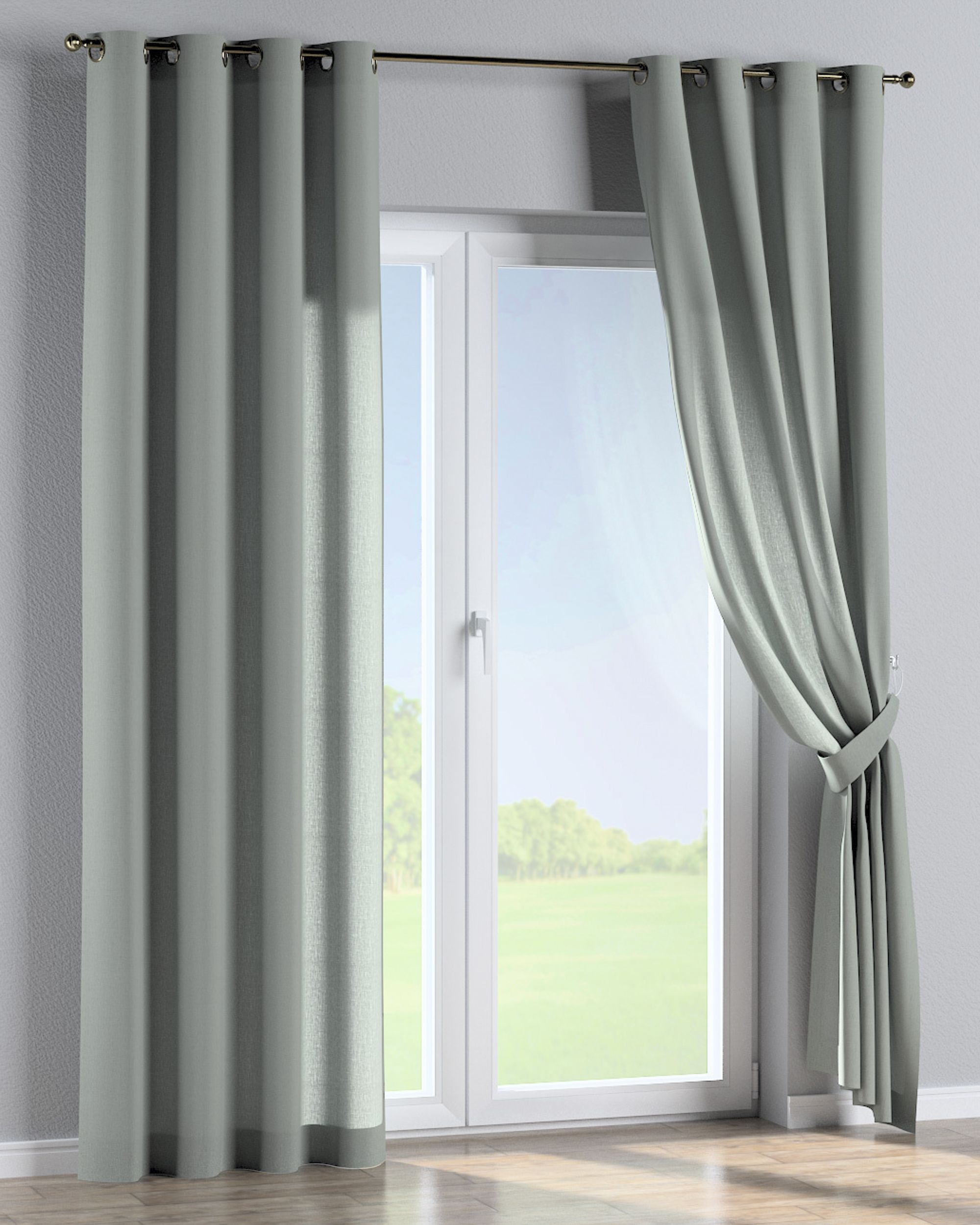 Eyelet curtain colour grey fabric semi-sheer, structured (hover)