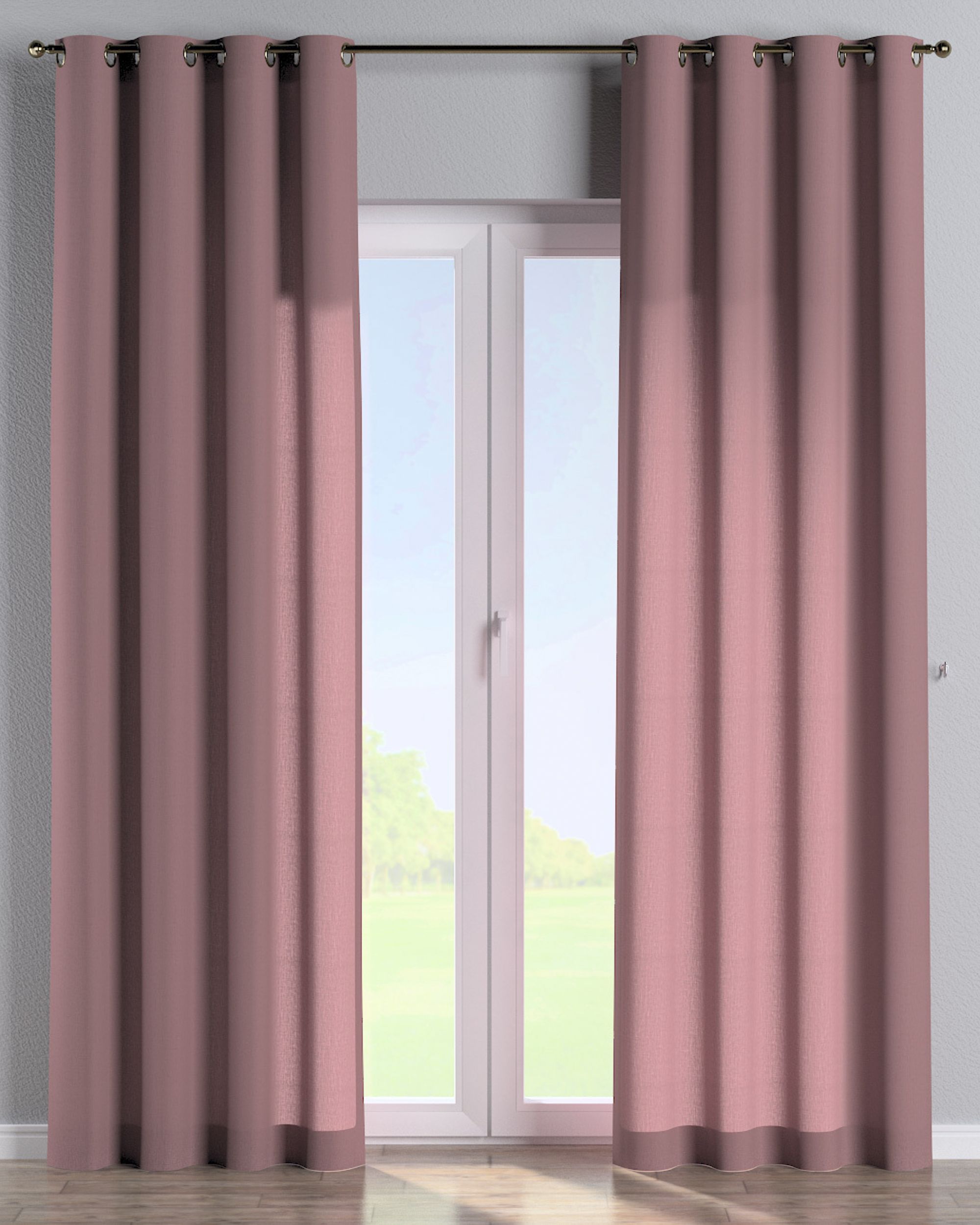 Eyelet curtain colour pink fabric semi-sheer, structured