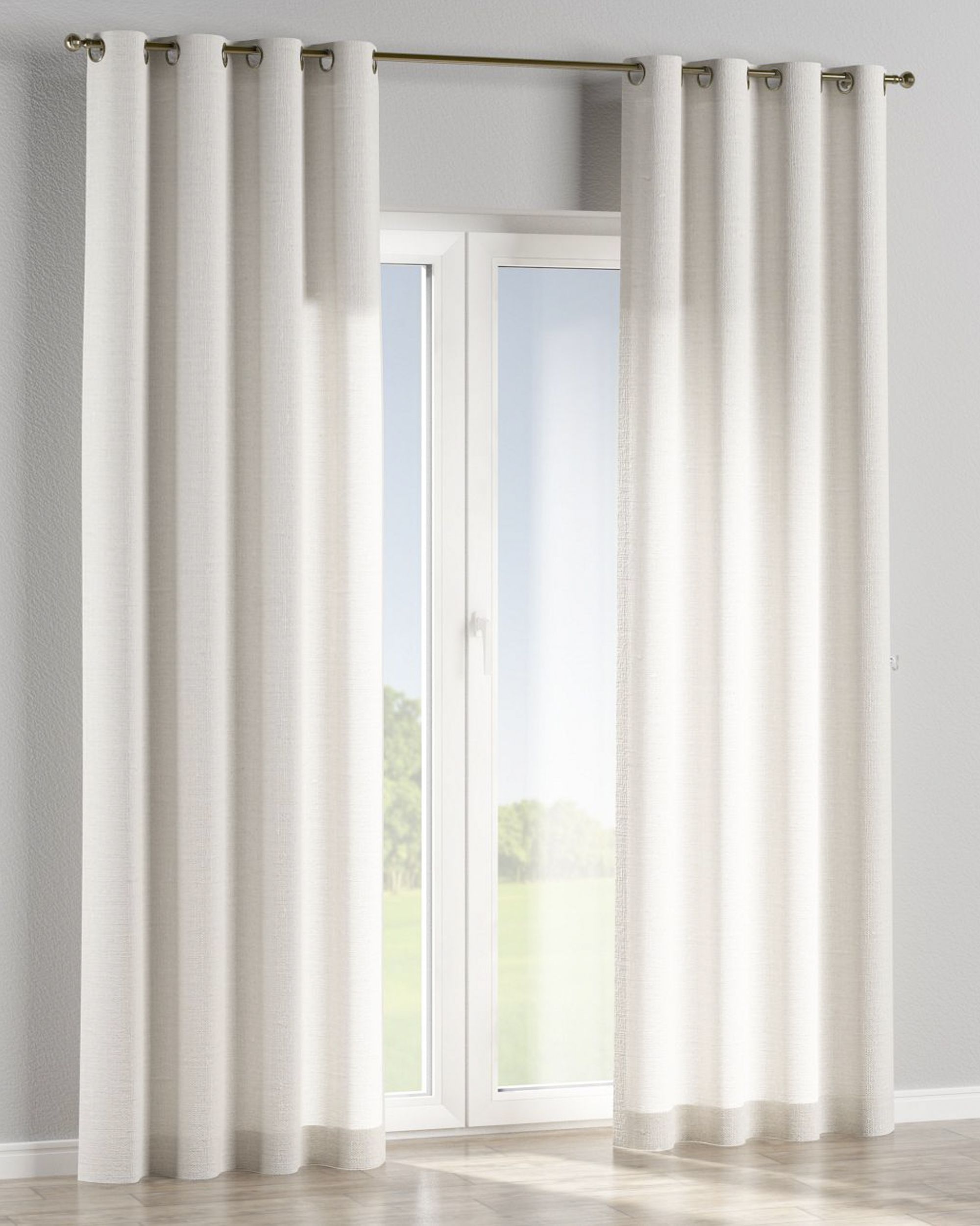 Eyelet curtain colour white fabric semi-sheer, structured