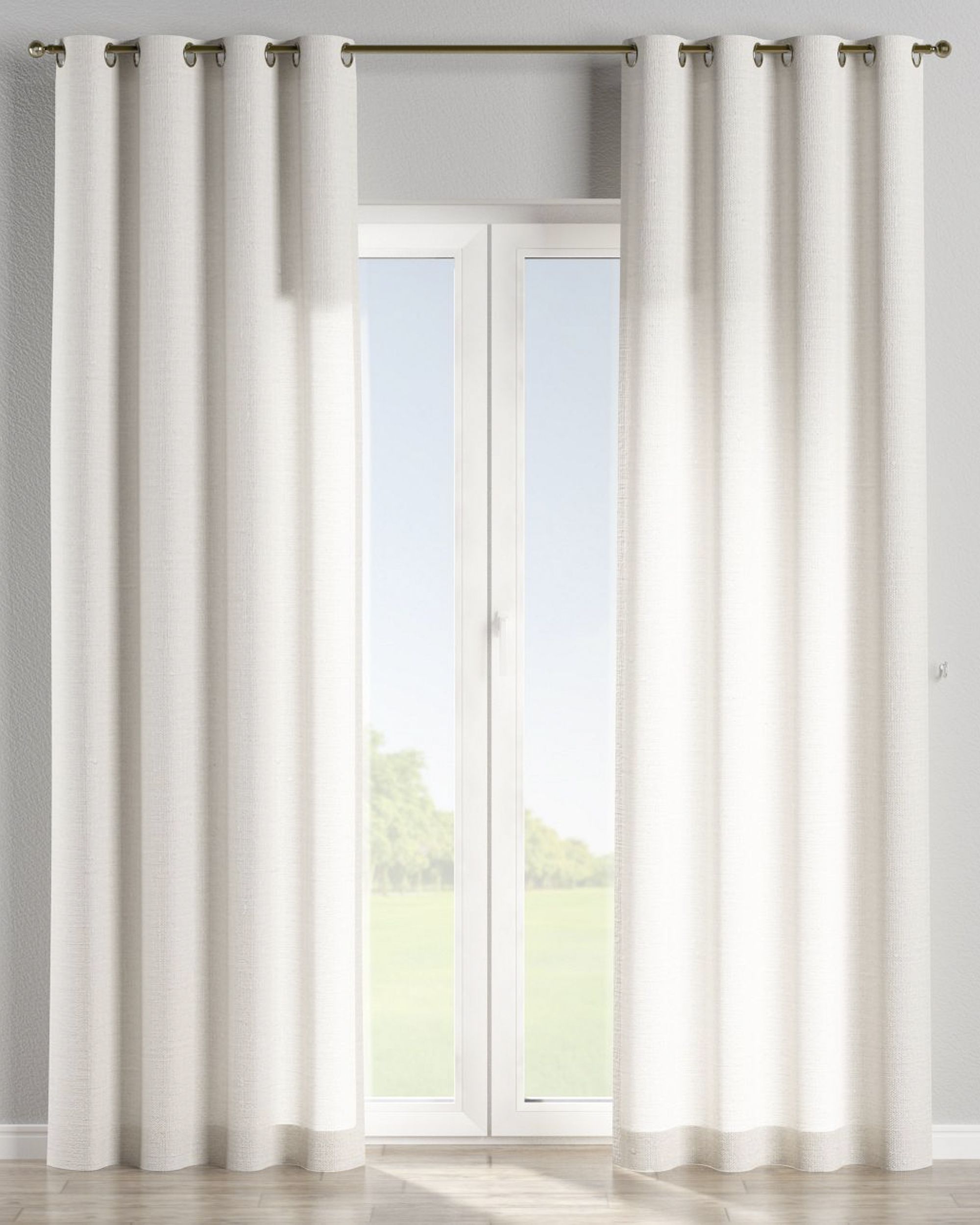 Eyelet curtain colour white fabric semi-sheer, structured (hover)