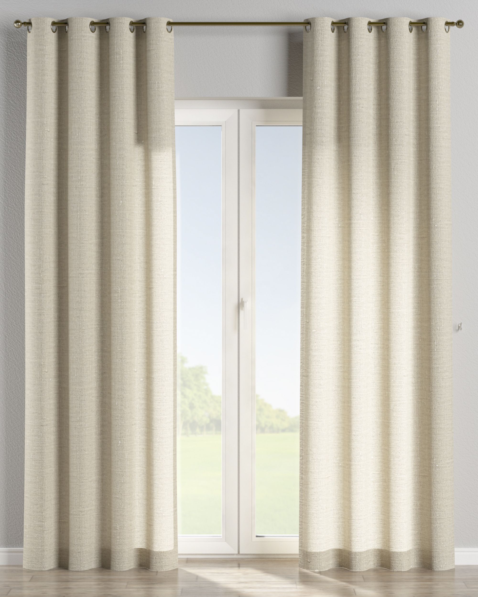 Eyelet curtain colour beige fabric semi-sheer, structured (hover)