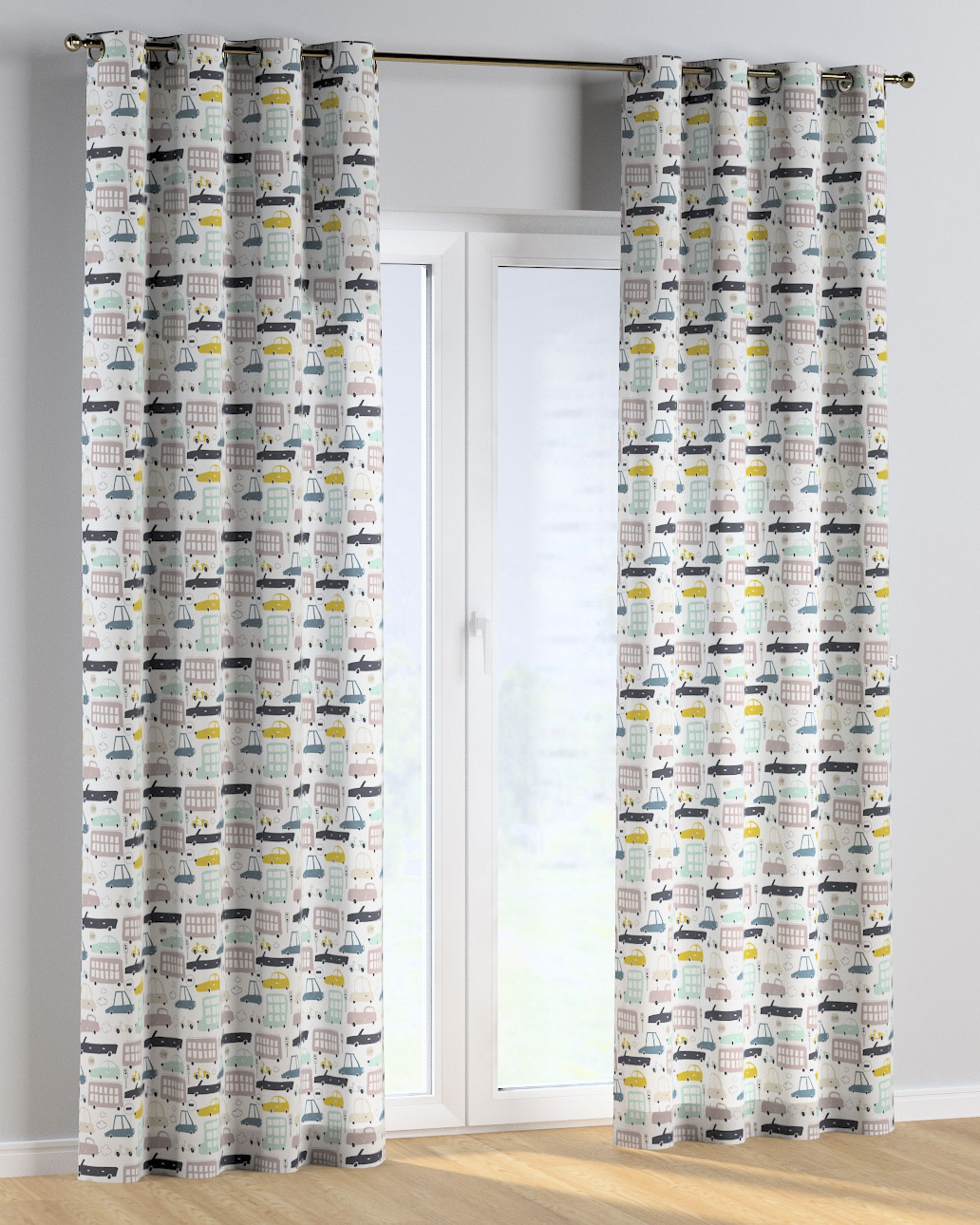 Eyelet curtain colour beige fabric patterned