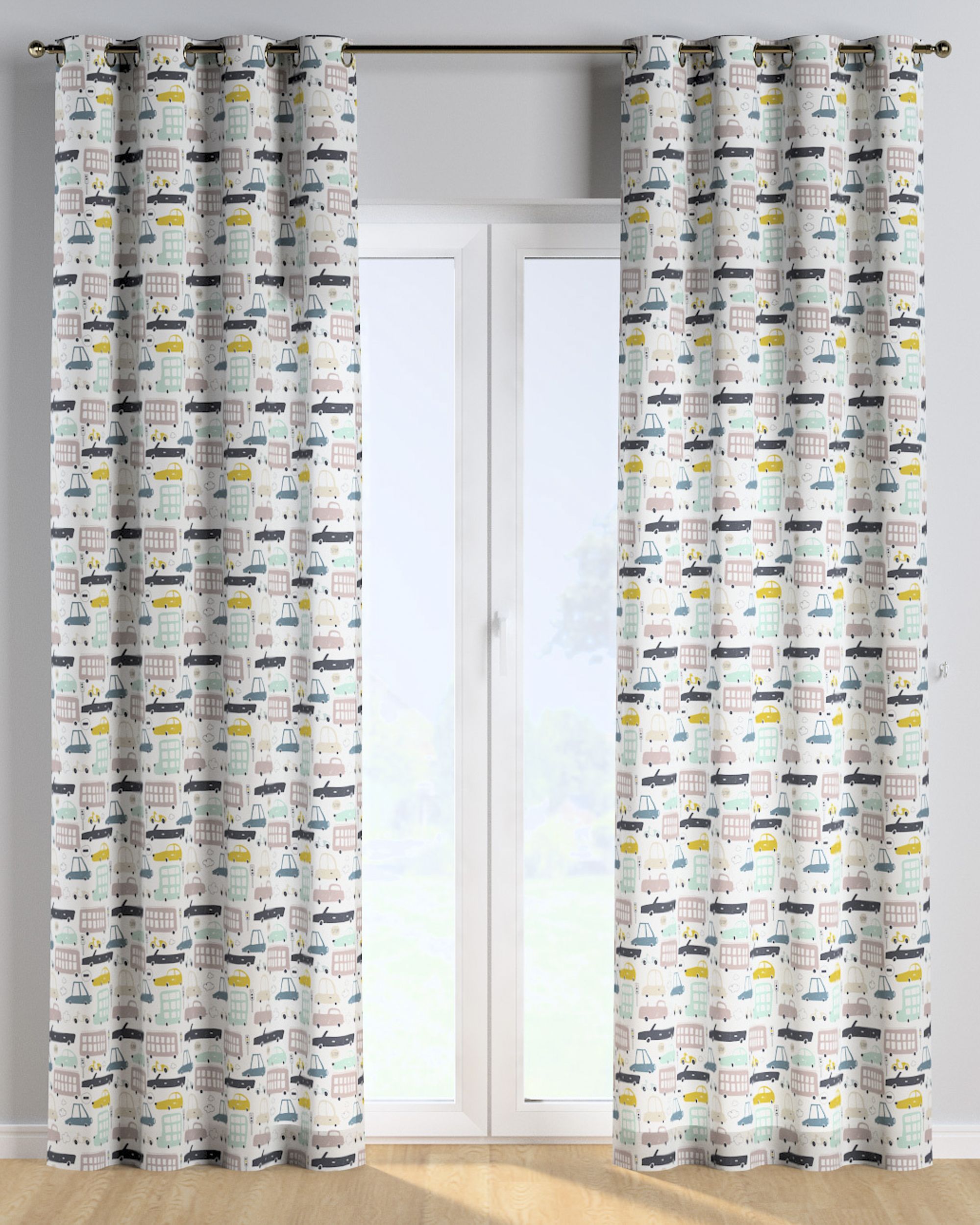 Eyelet curtain colour beige fabric patterned (hover)