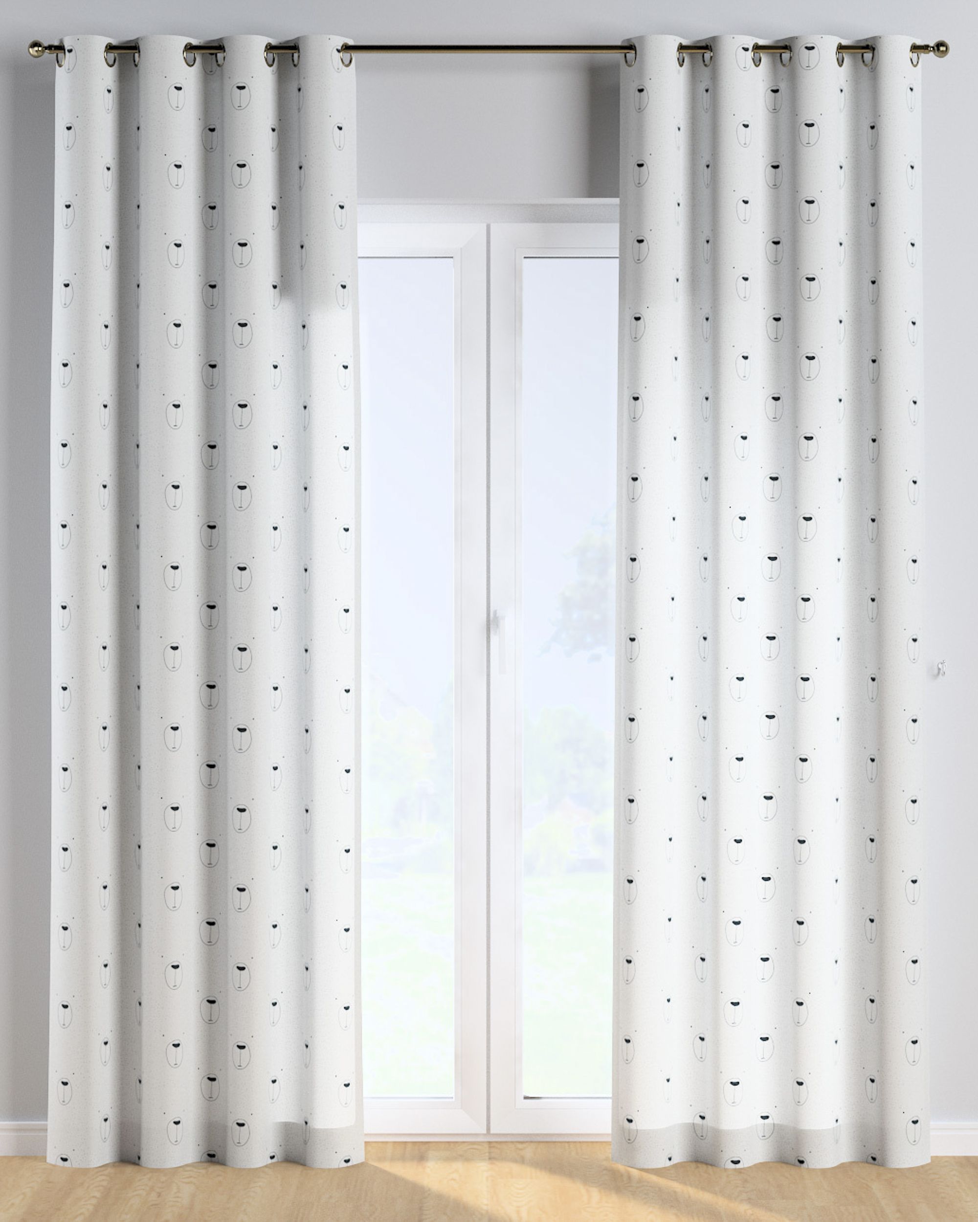 Eyelet curtain colour white fabric patterned (hover)