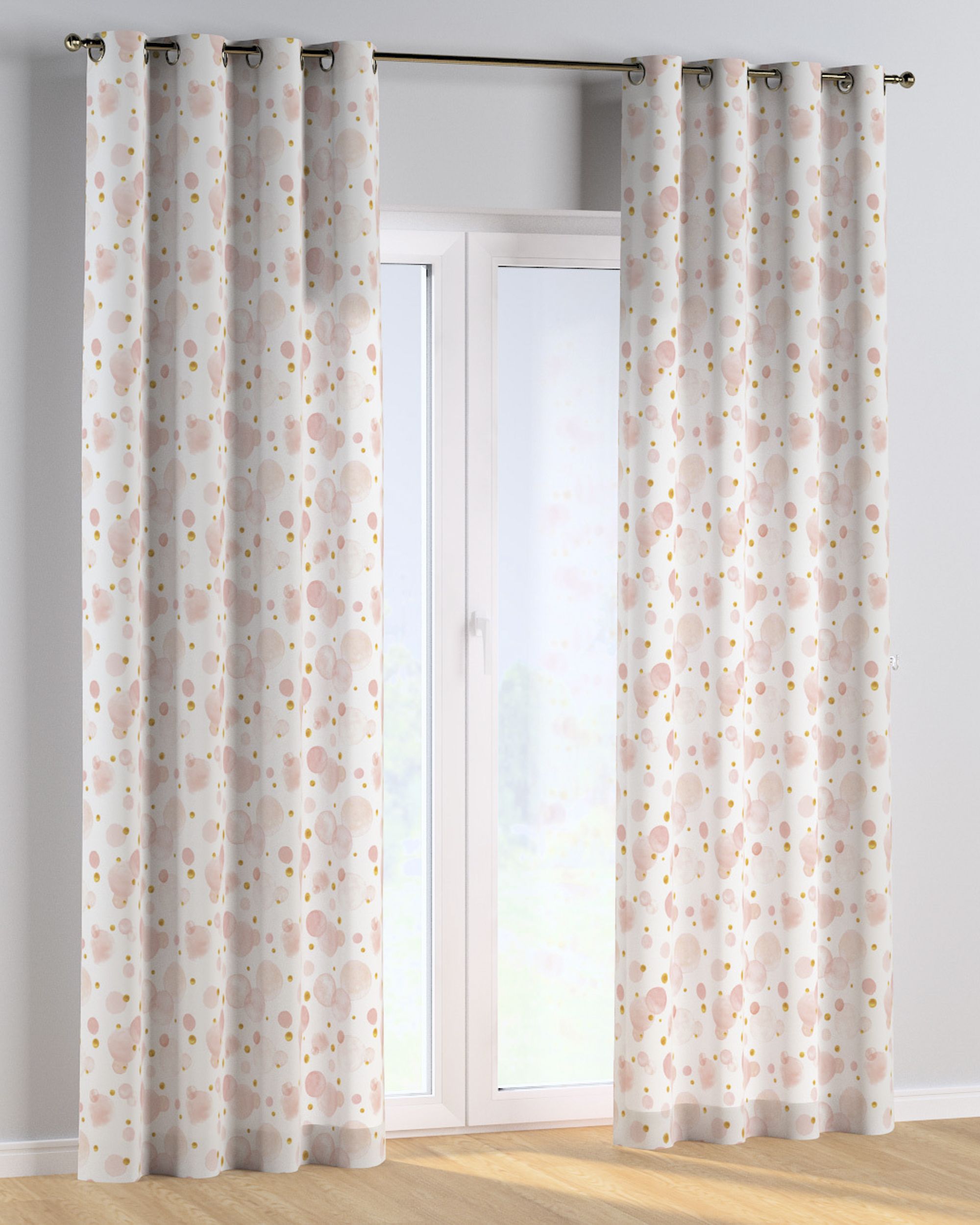 Eyelet curtain colour pink fabric patterned