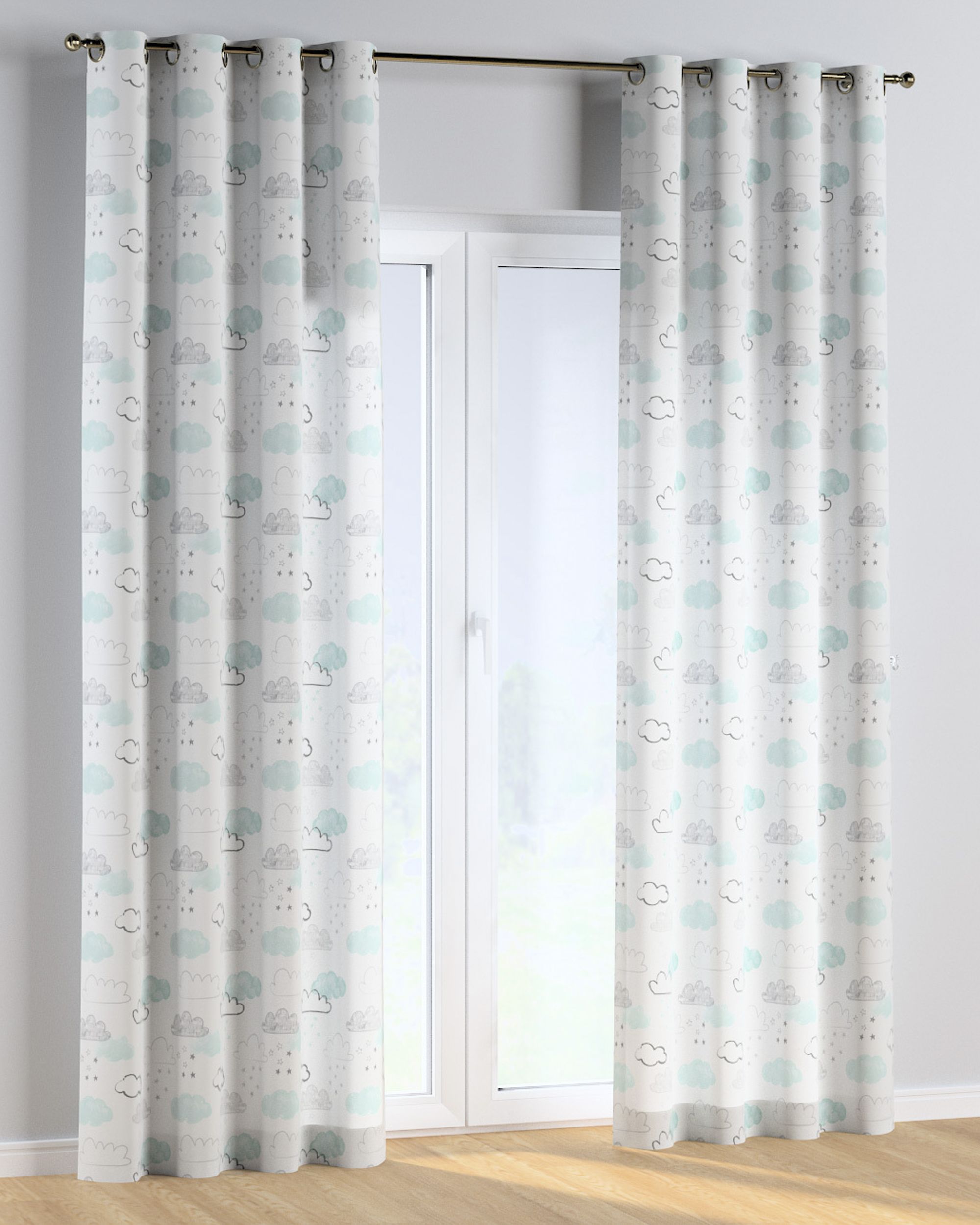 Eyelet curtain colour white fabric patterned