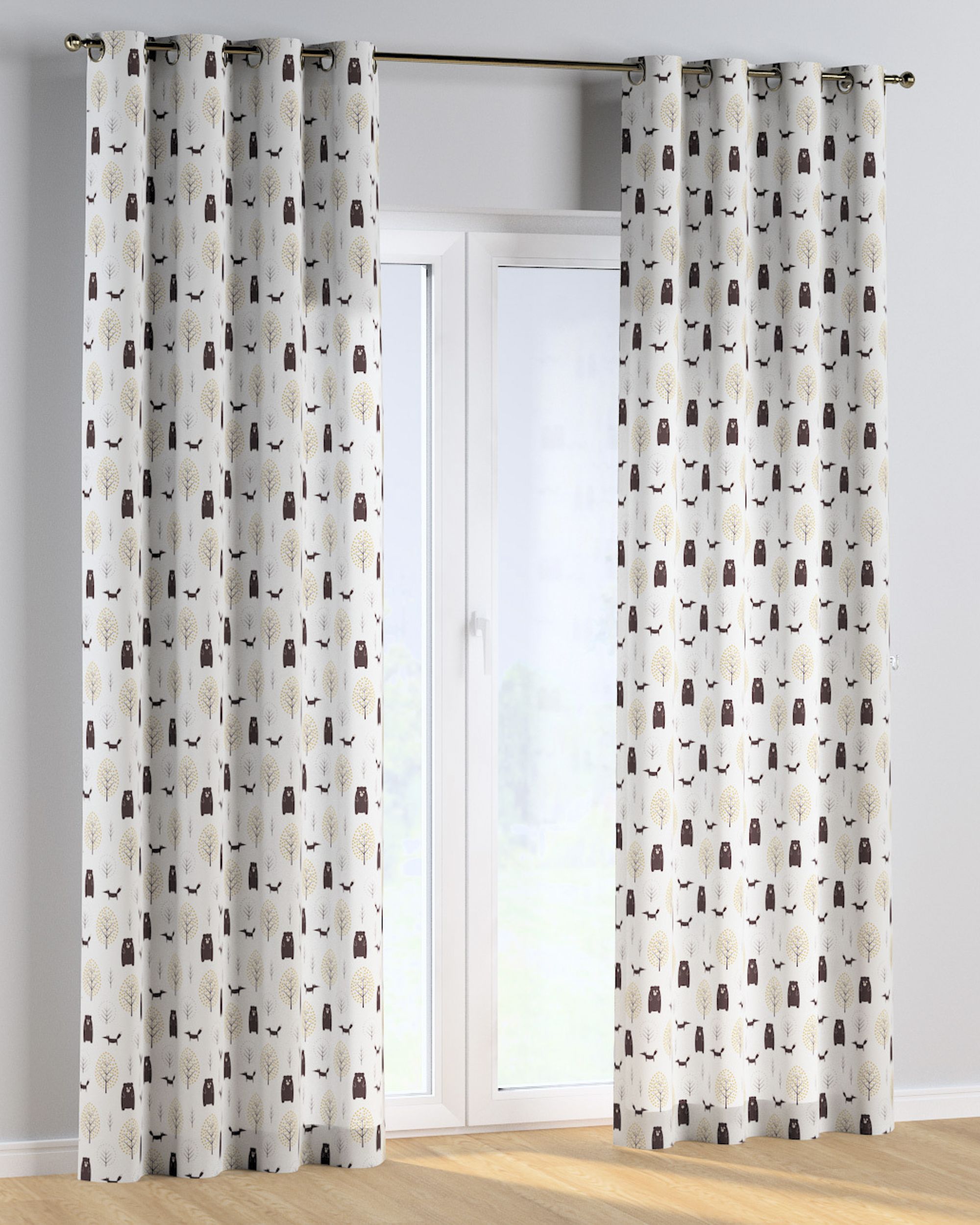 Eyelet curtain colour brown fabric patterned