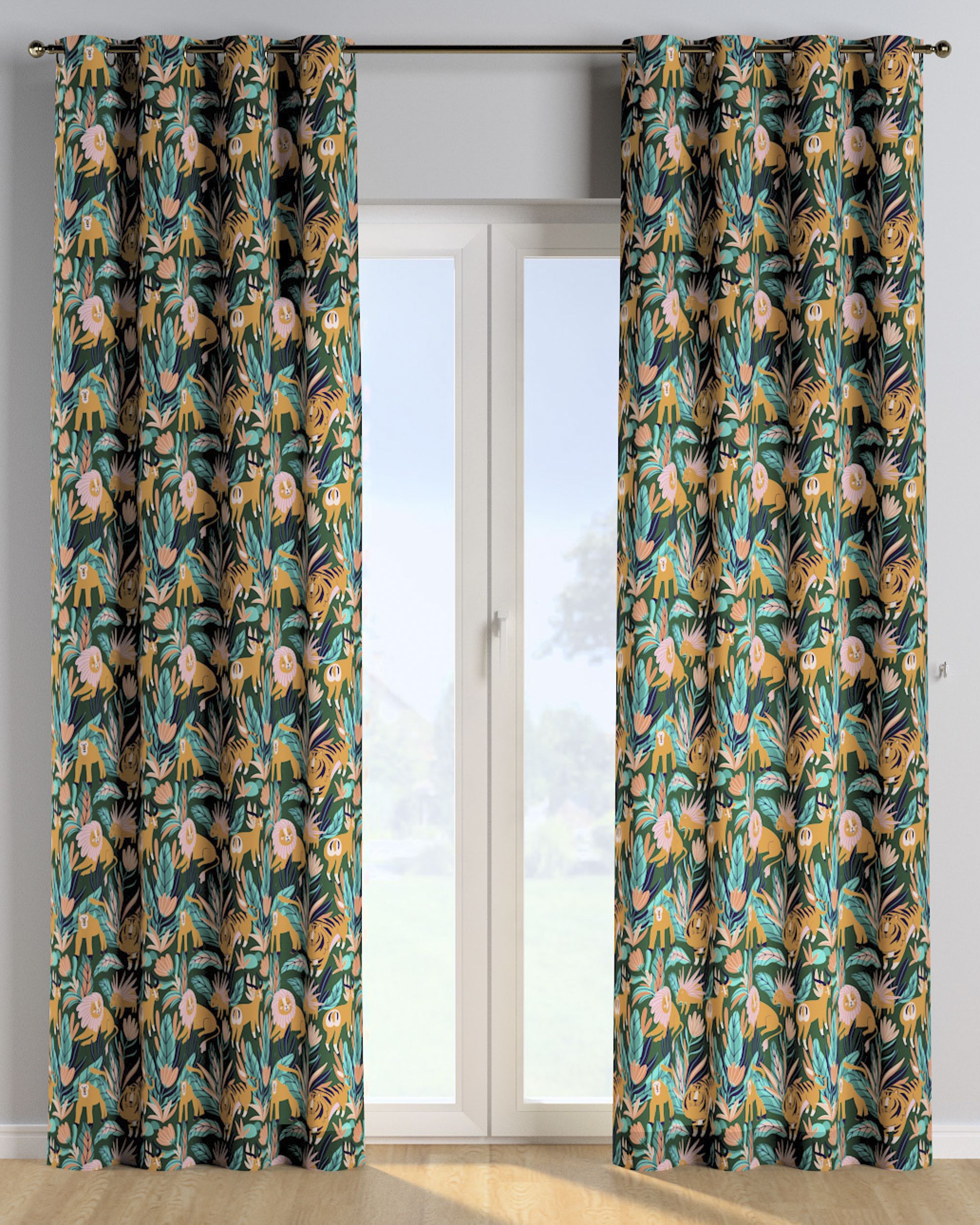 Eyelet curtain colour orange fabric patterned
