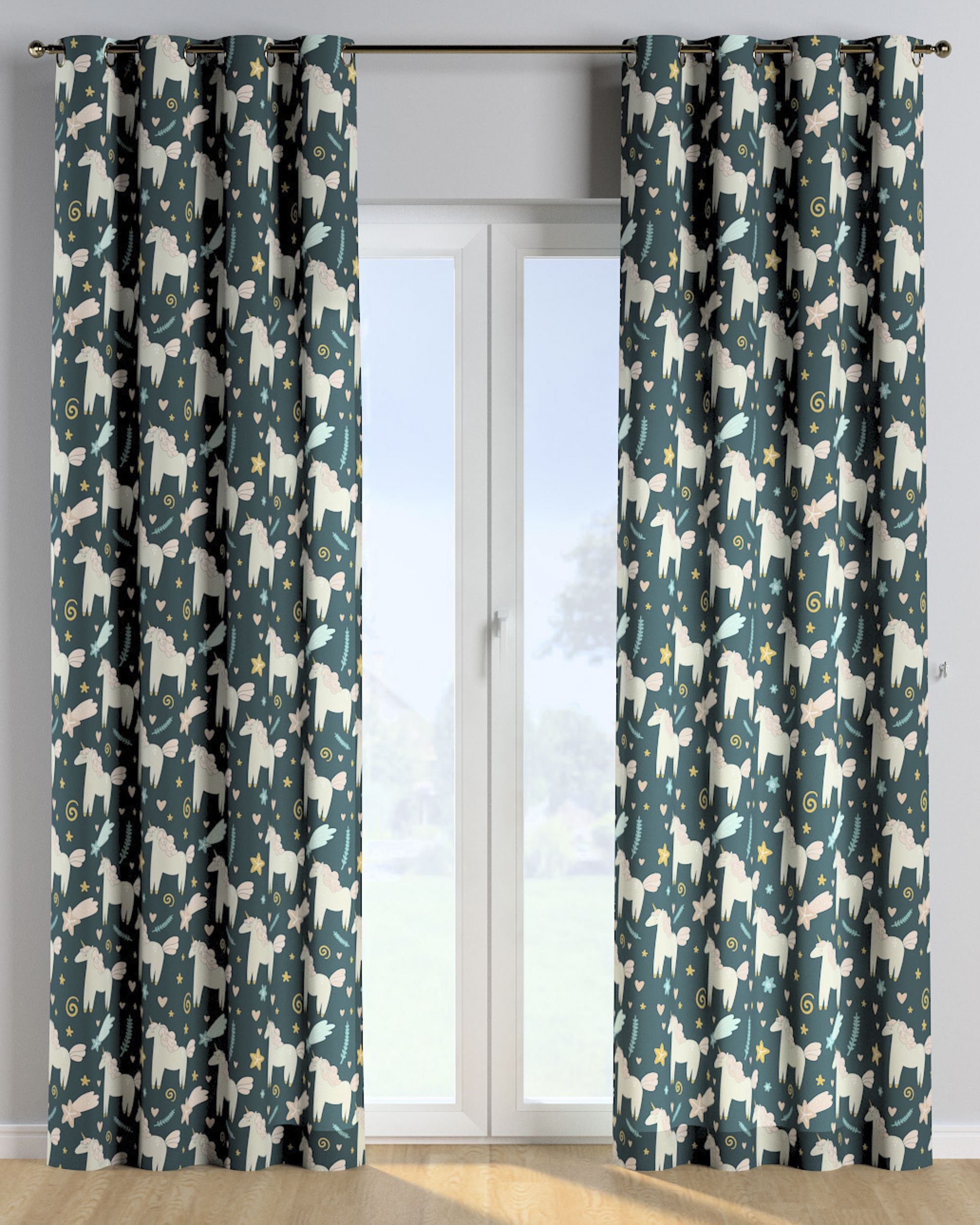 Eyelet curtain colour brown fabric patterned