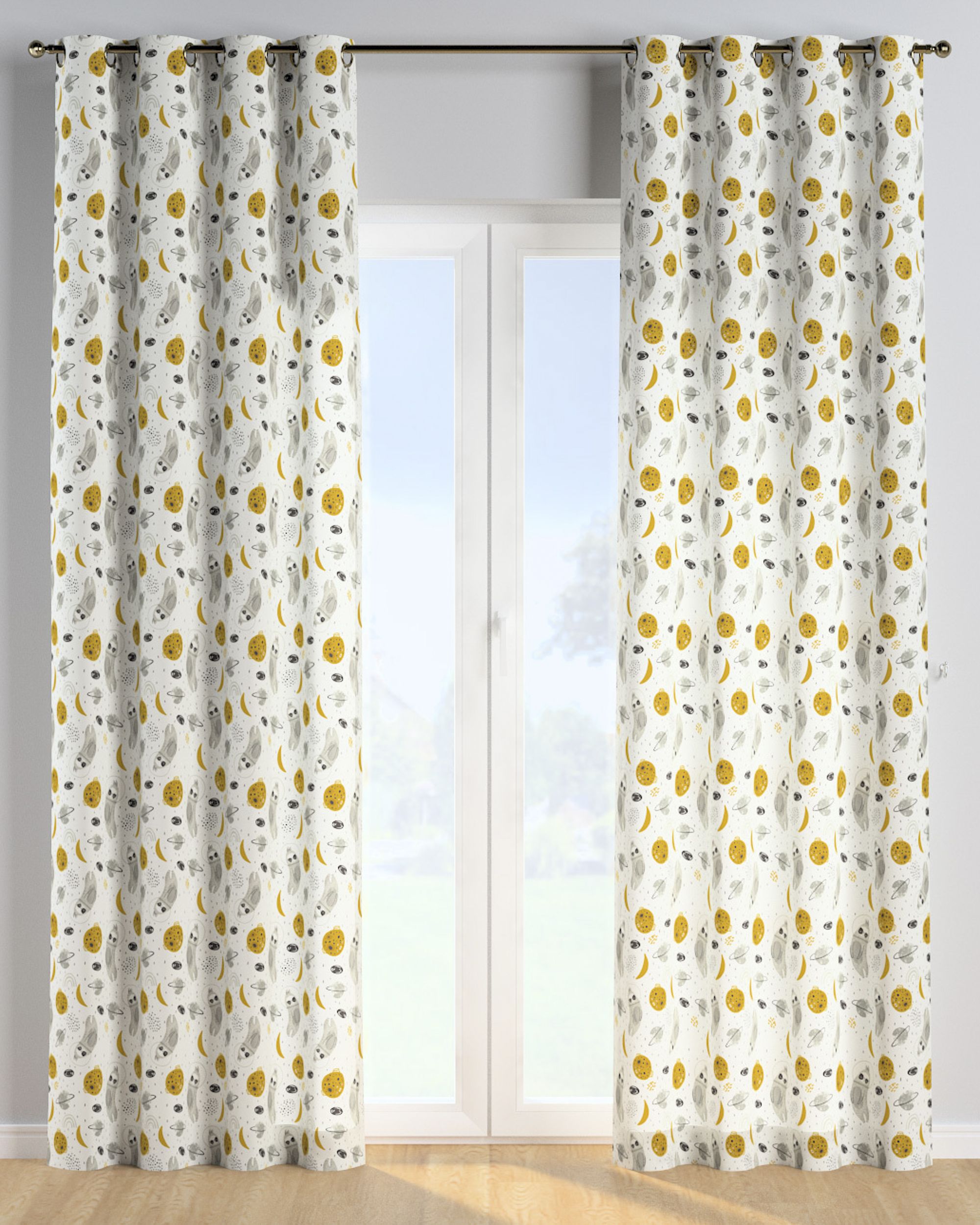 Eyelet curtain colour white fabric patterned