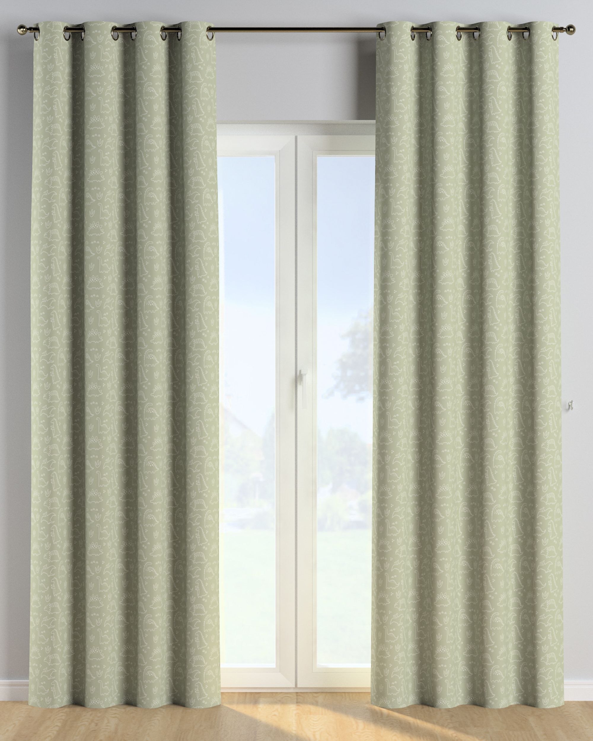 Eyelet curtain colour green fabric patterned