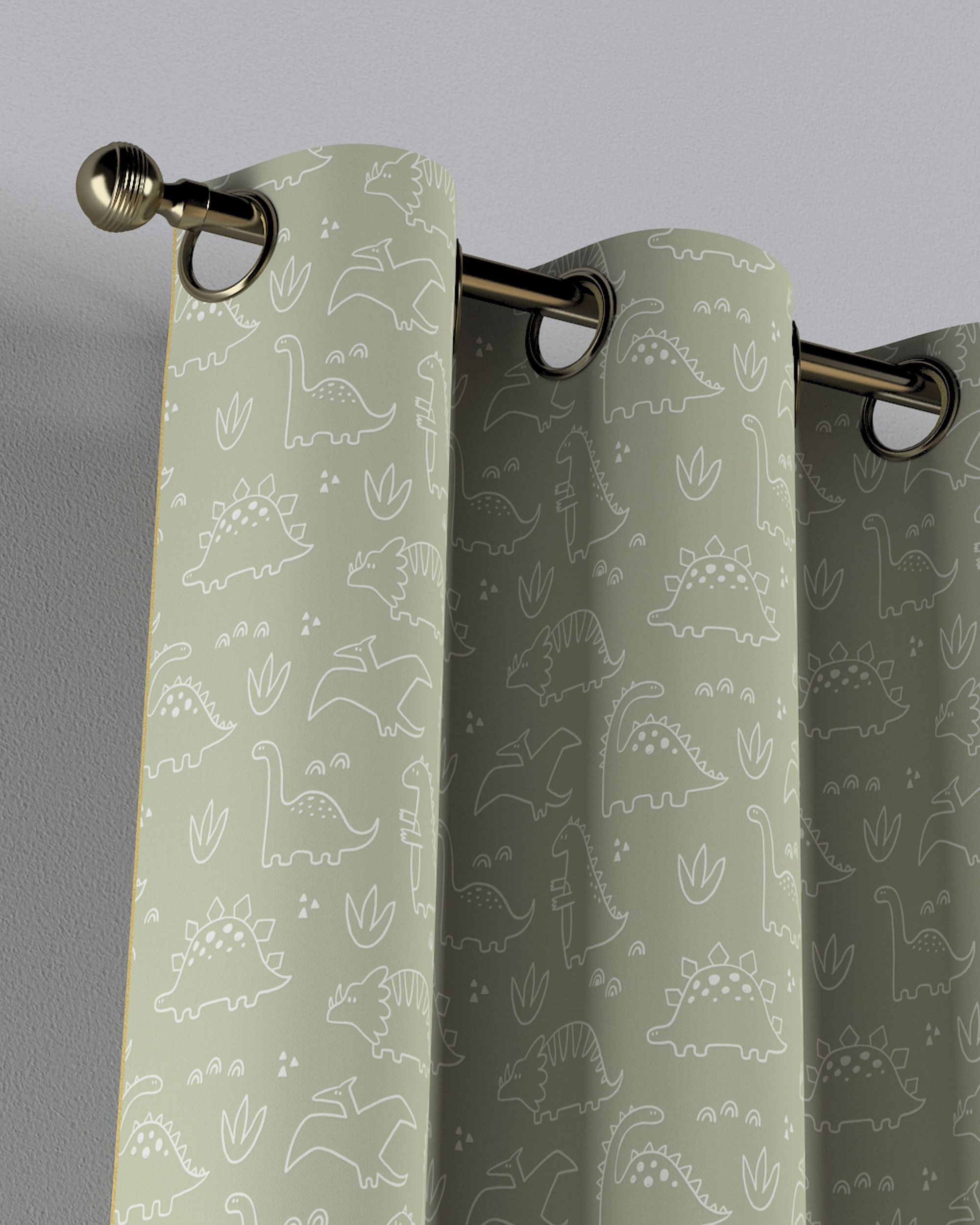 Eyelet curtain colour green fabric patterned (hover)