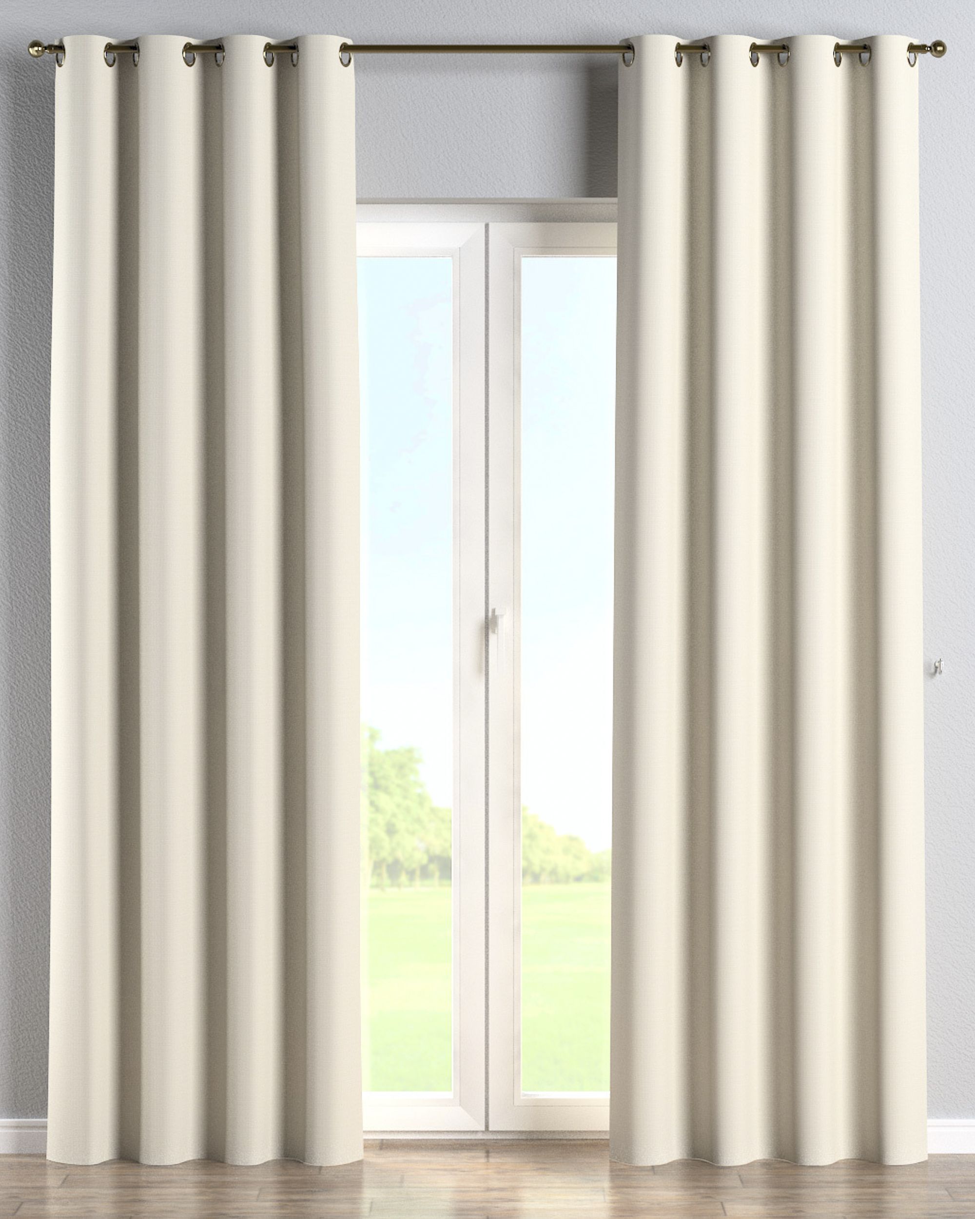 Eyelet curtain colour cream fabric outdoor, structured