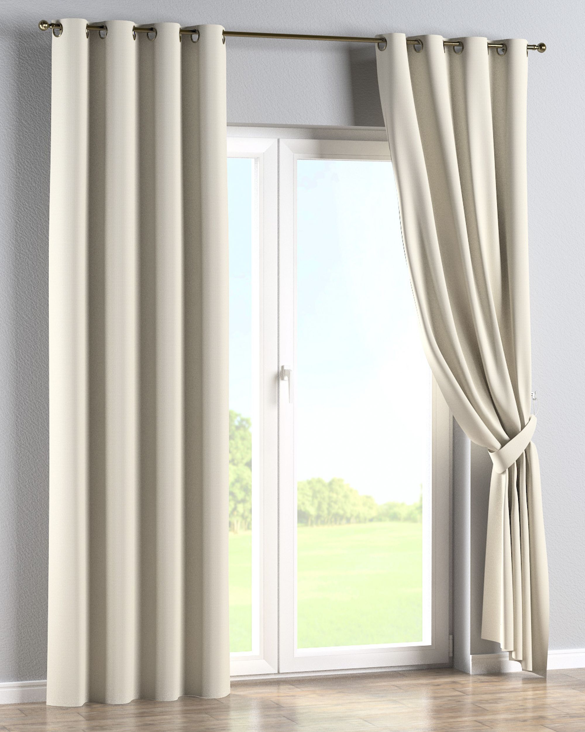 Eyelet curtain colour cream fabric outdoor, structured (hover)