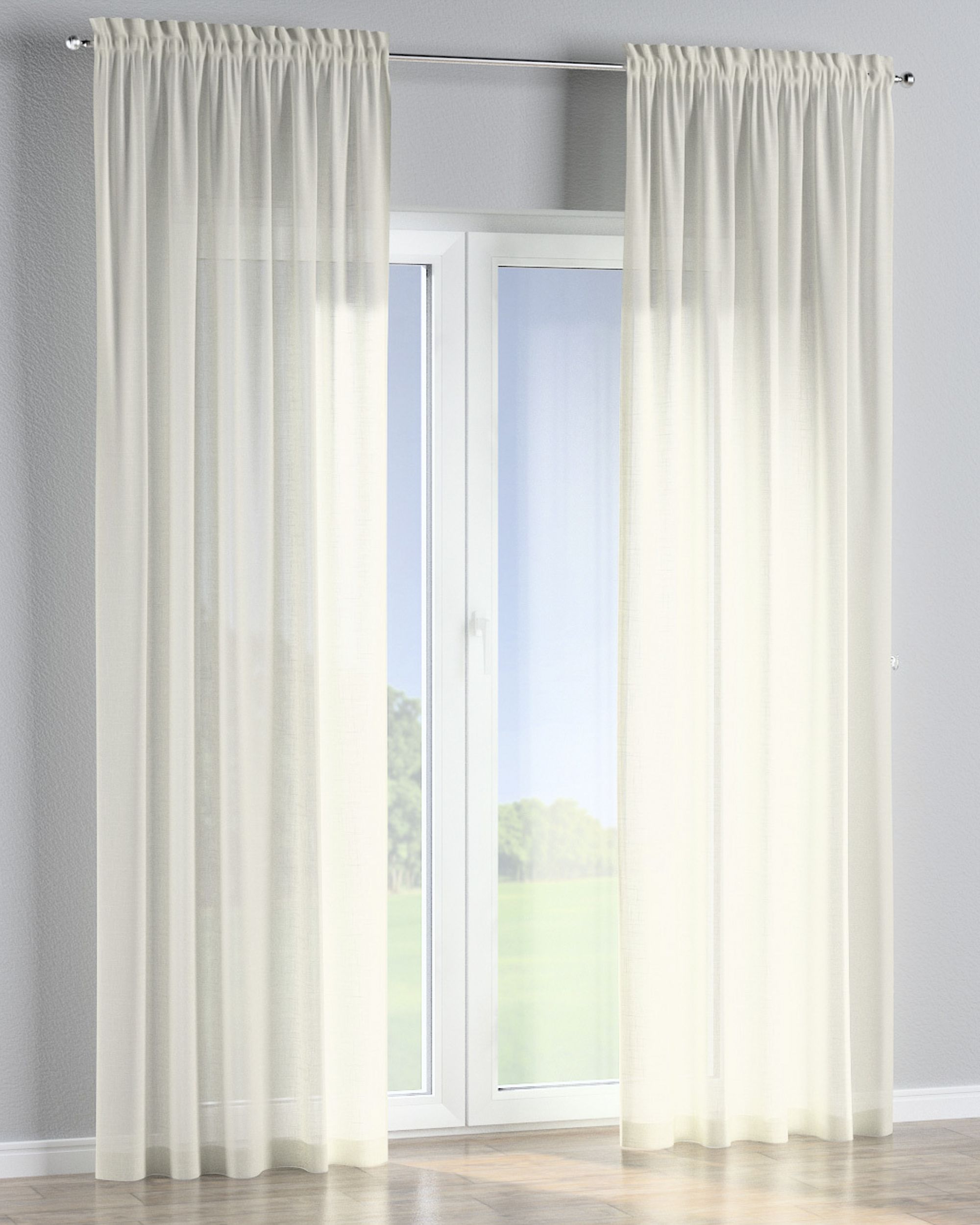 Slot and frill curtain colour cream fabric semi-sheer, structured