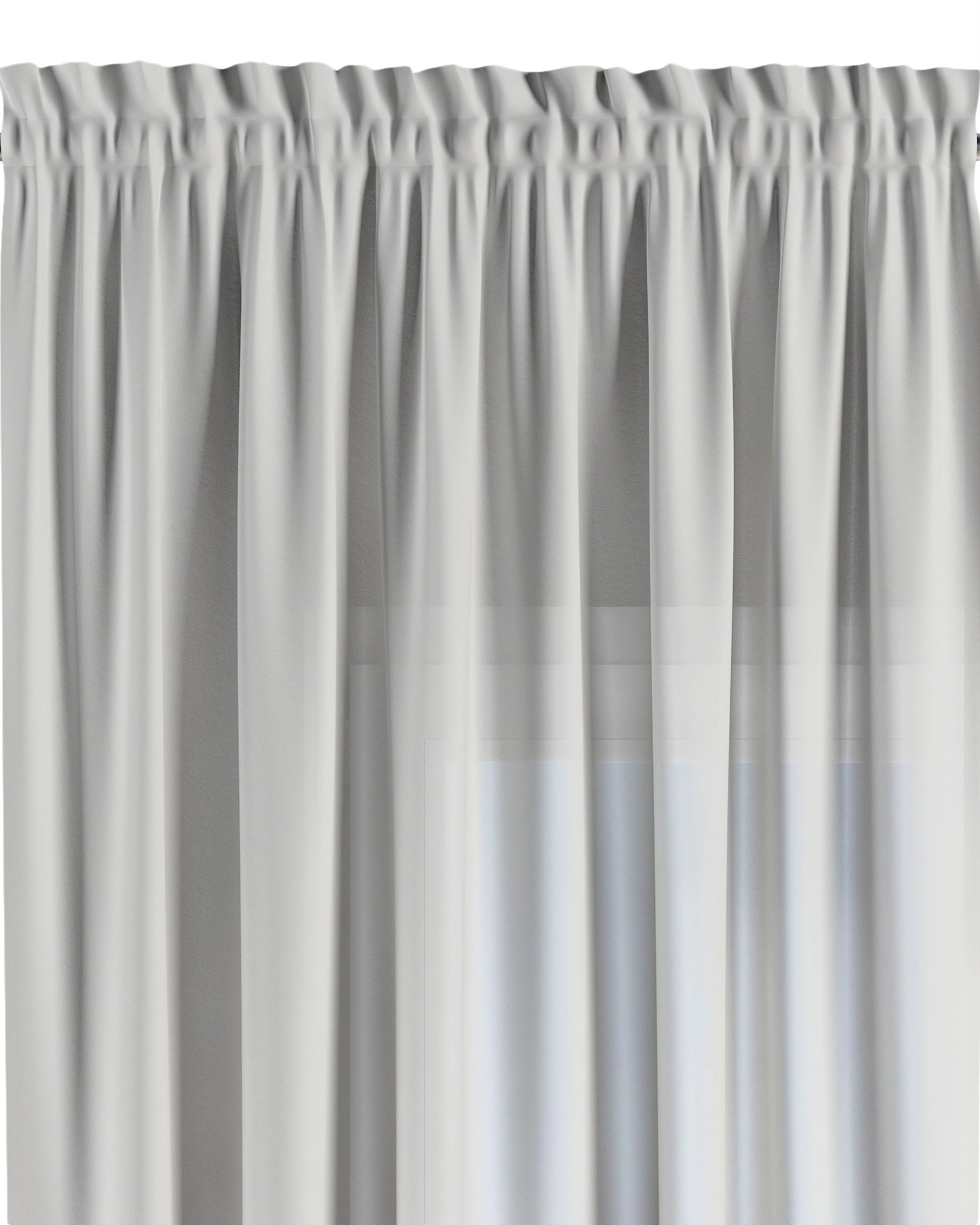 Slot and frill curtain colour cream fabric semi-sheer, structured