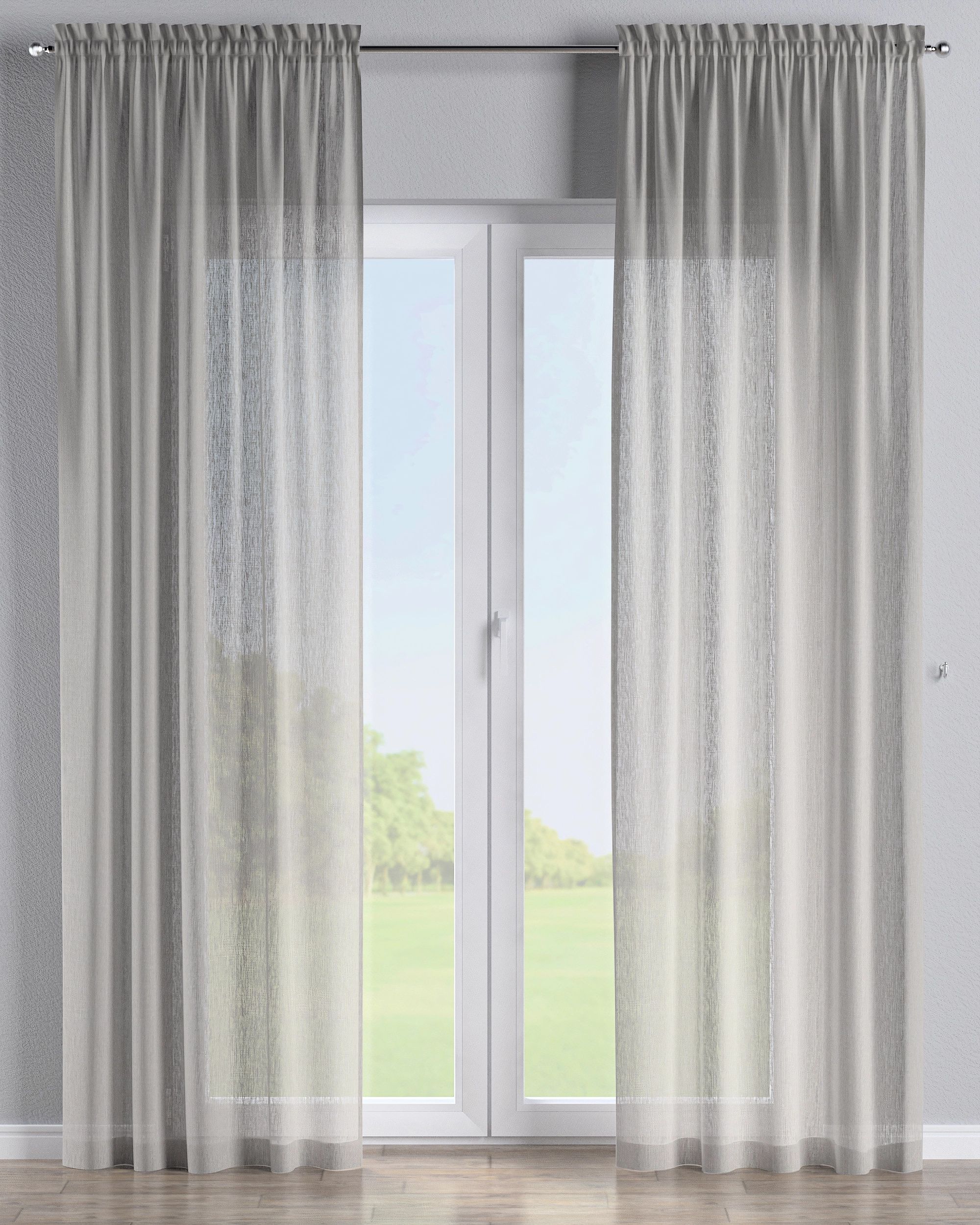 Slot and frill curtain colour beige fabric semi-sheer, structured