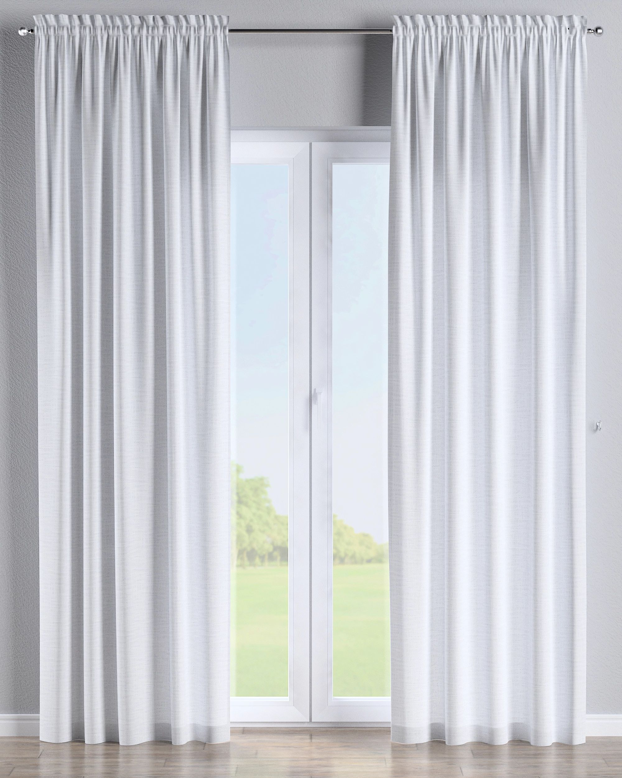 Slot and frill curtain colour white fabric structured