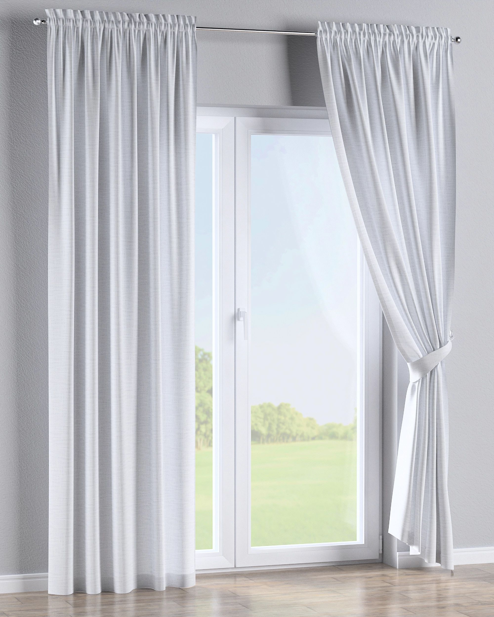 Slot and frill curtain colour white fabric structured (hover)