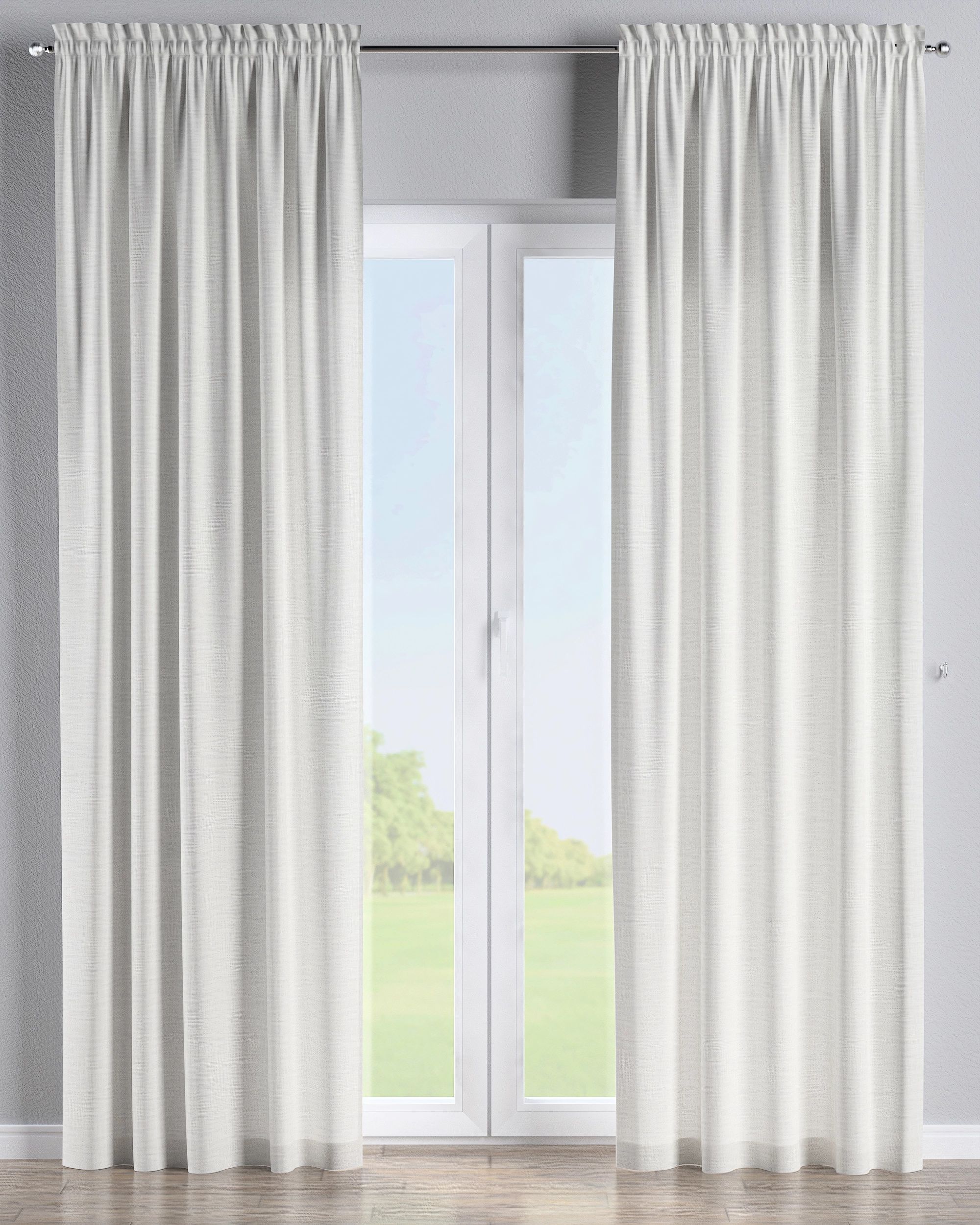 Slot and frill curtain colour cream fabric structured