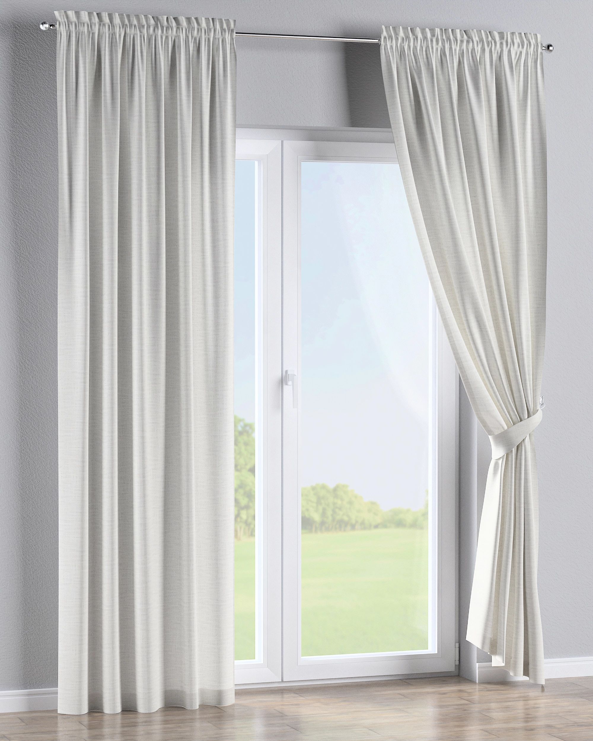 Slot and frill curtain colour cream fabric structured (hover)