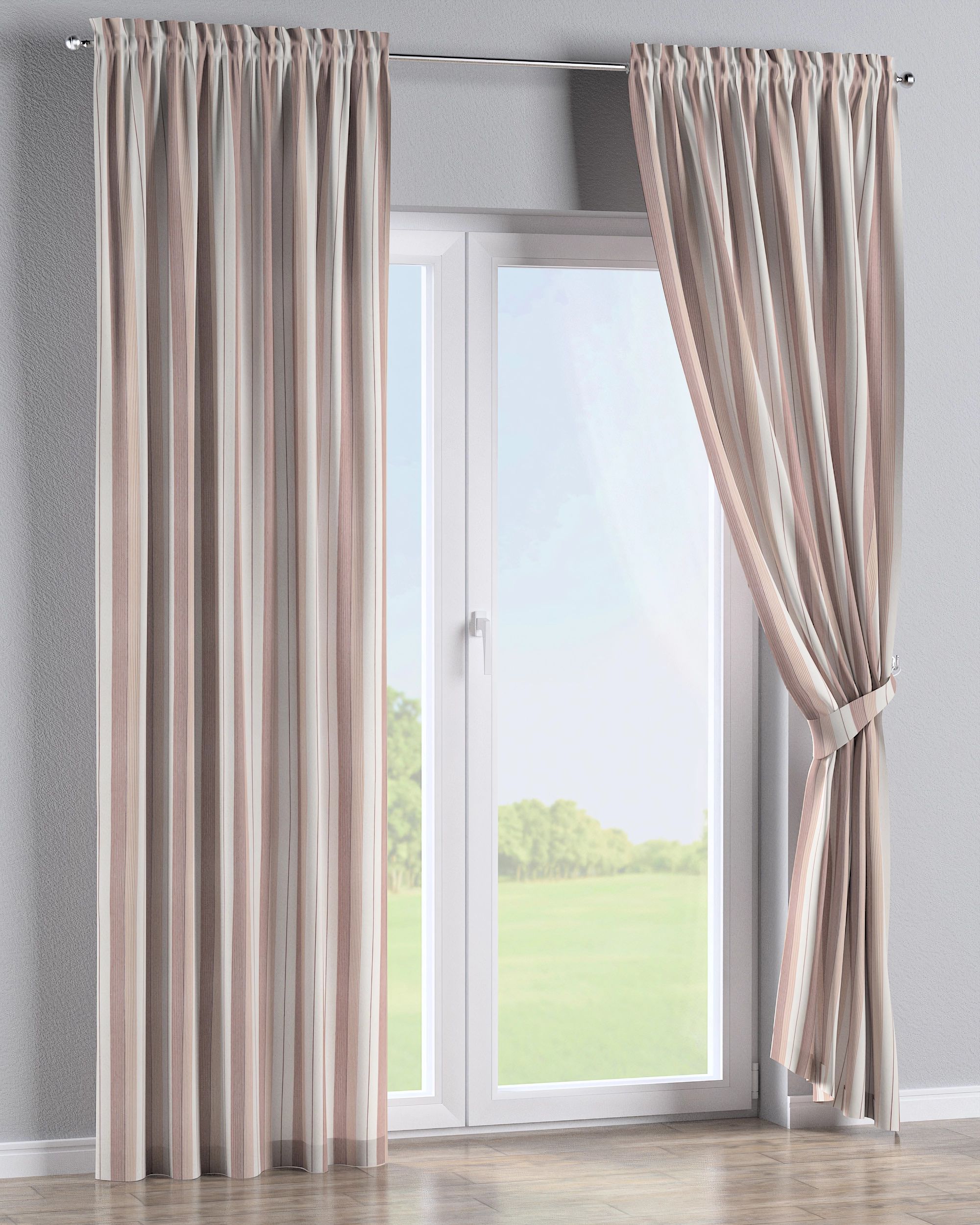 Slot and frill curtain colour red fabric structured, patterned (hover)