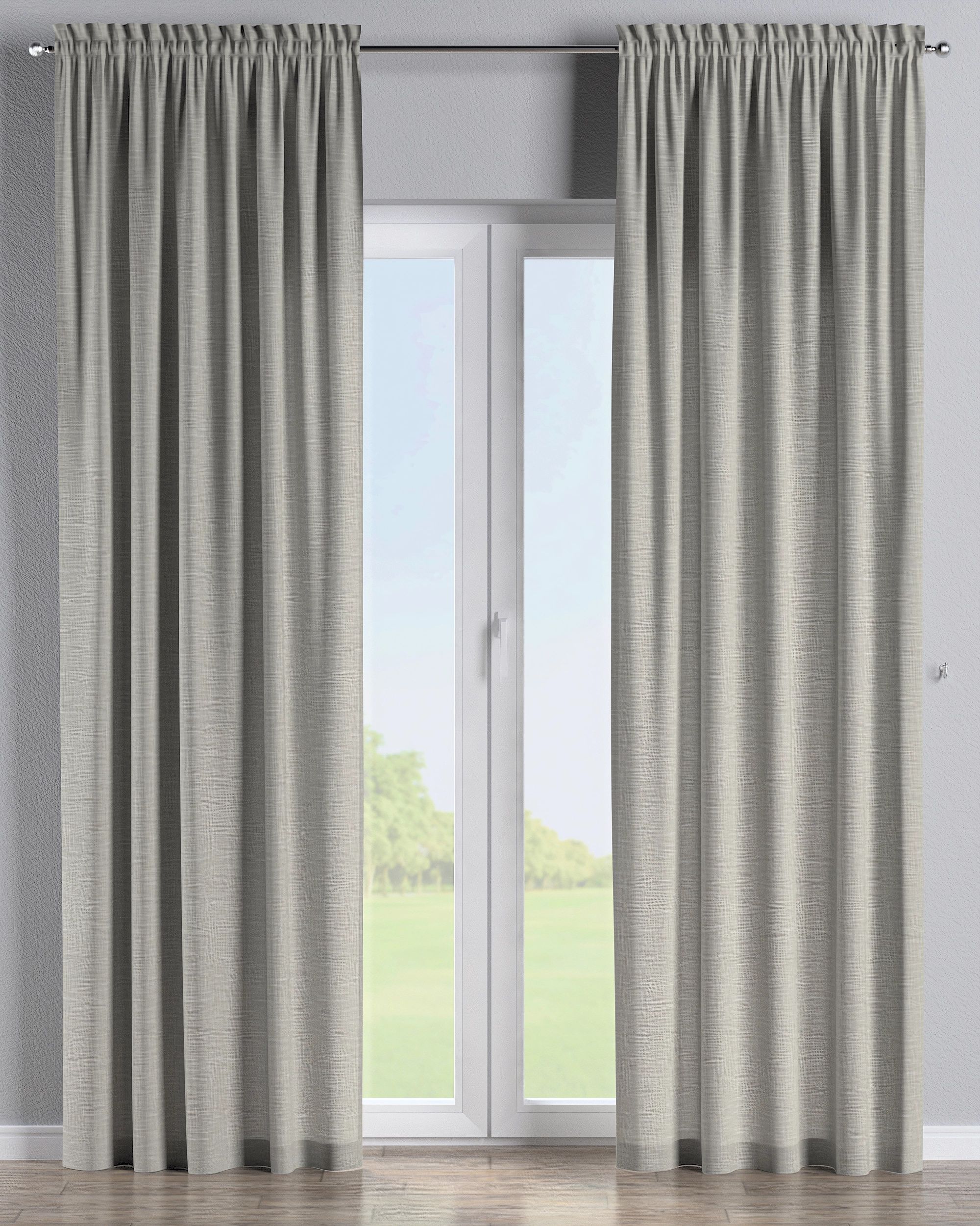 Slot and frill curtain colour beige fabric structured