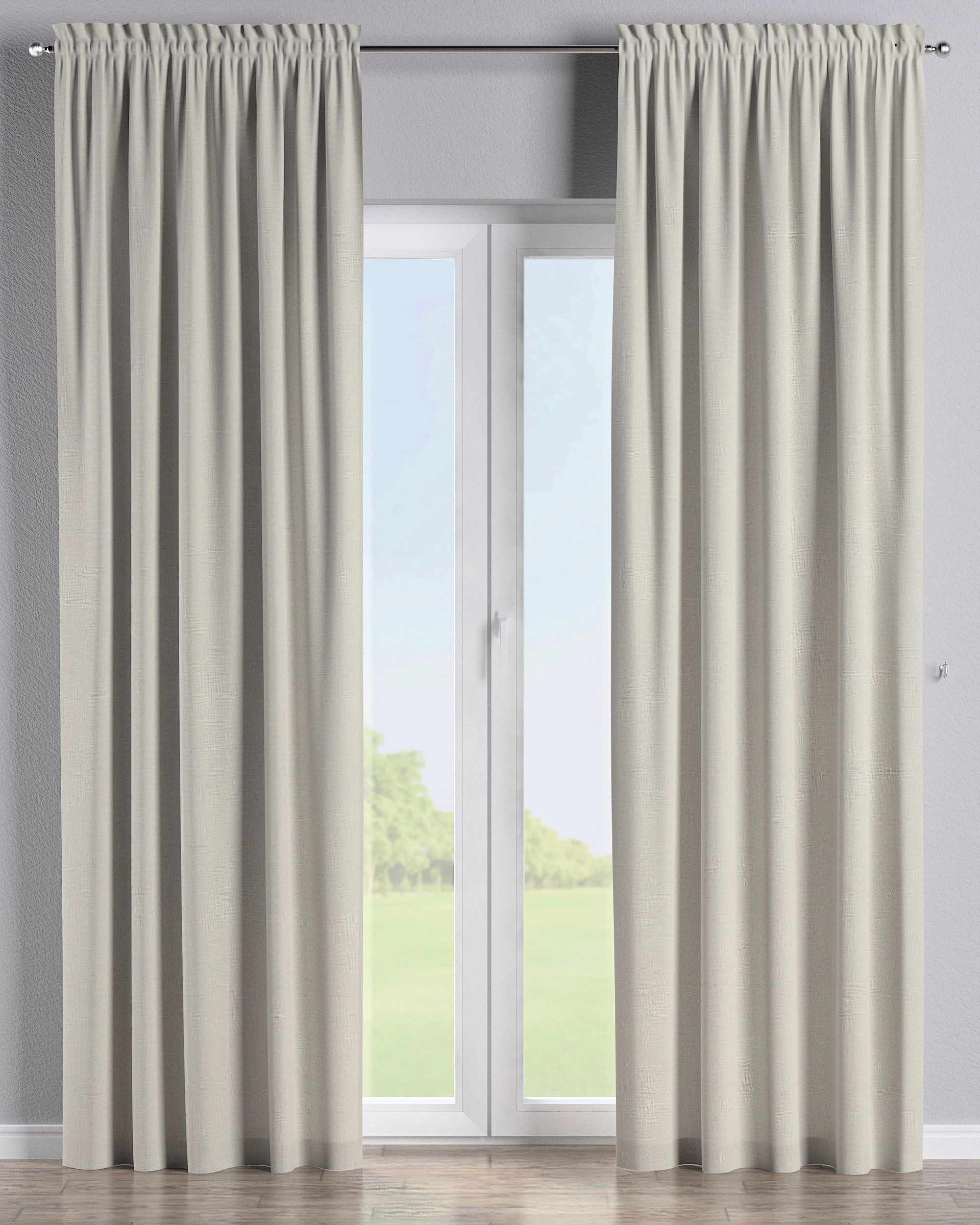 Slot and frill curtain colour grey fabric structured
